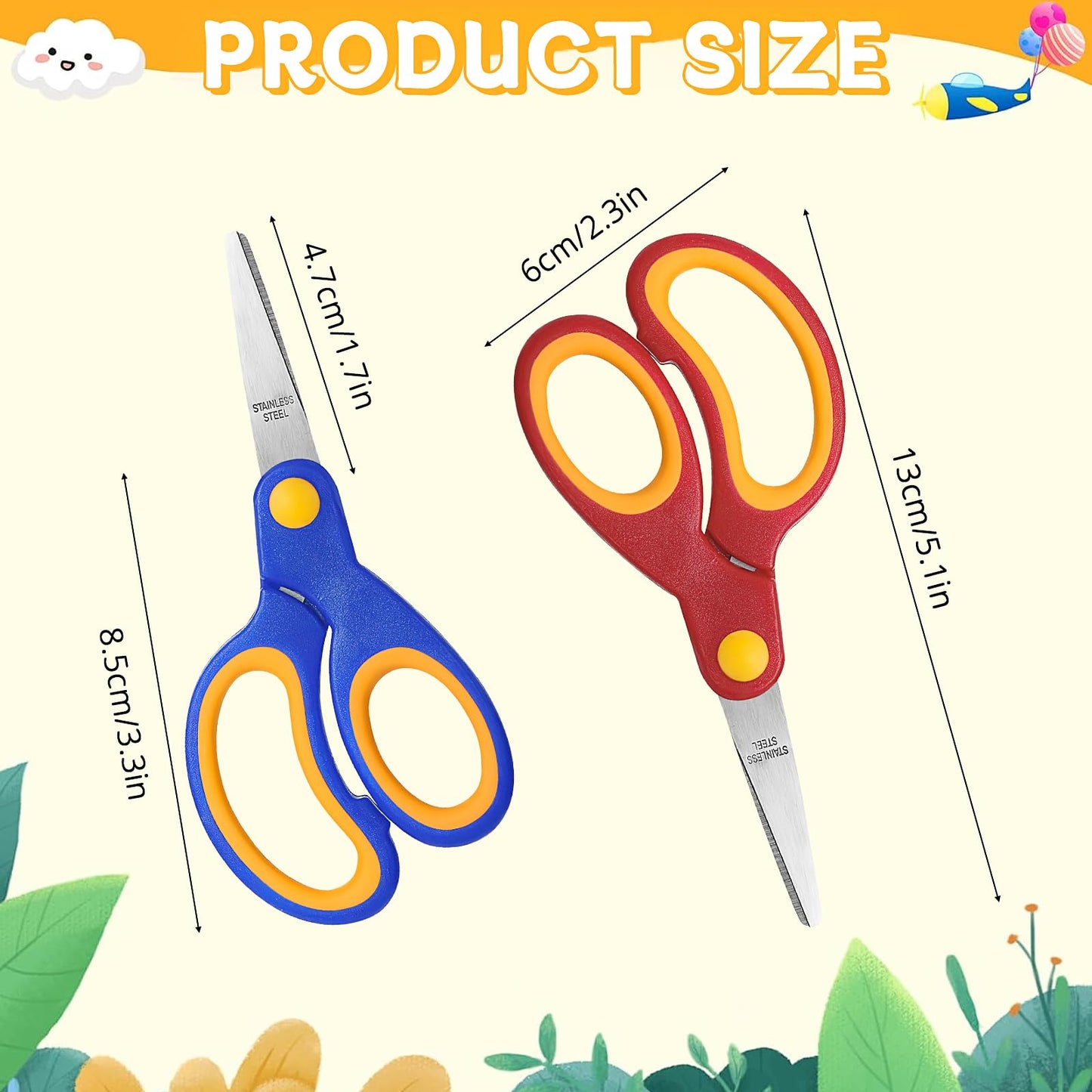 60 Pack Scissors, 5 inch School Scissors All Purpose Left Handed Scissors Bulk with Stainless Steel Blunt Tip Blades and Comfort-Grip for Classroom Office Home