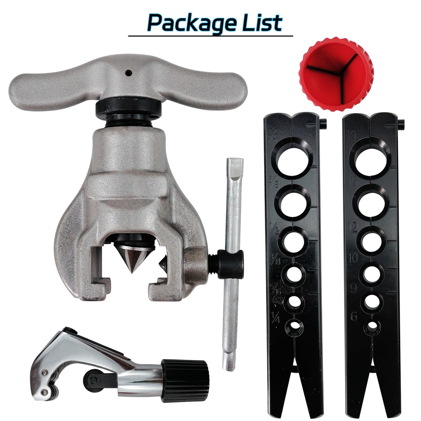 AeKeatDa Alloy Steel Refrigeration Eccentric Cone Tube Expander Pipe Cutter 45 Degree 12 Size Flaring Tool Kit, 6-19mmm 1/4"、5/16"、3/8"、1/2"、5/8"、3/4" Tubing Pipe Flare Tool Cone for Cooler Boiler