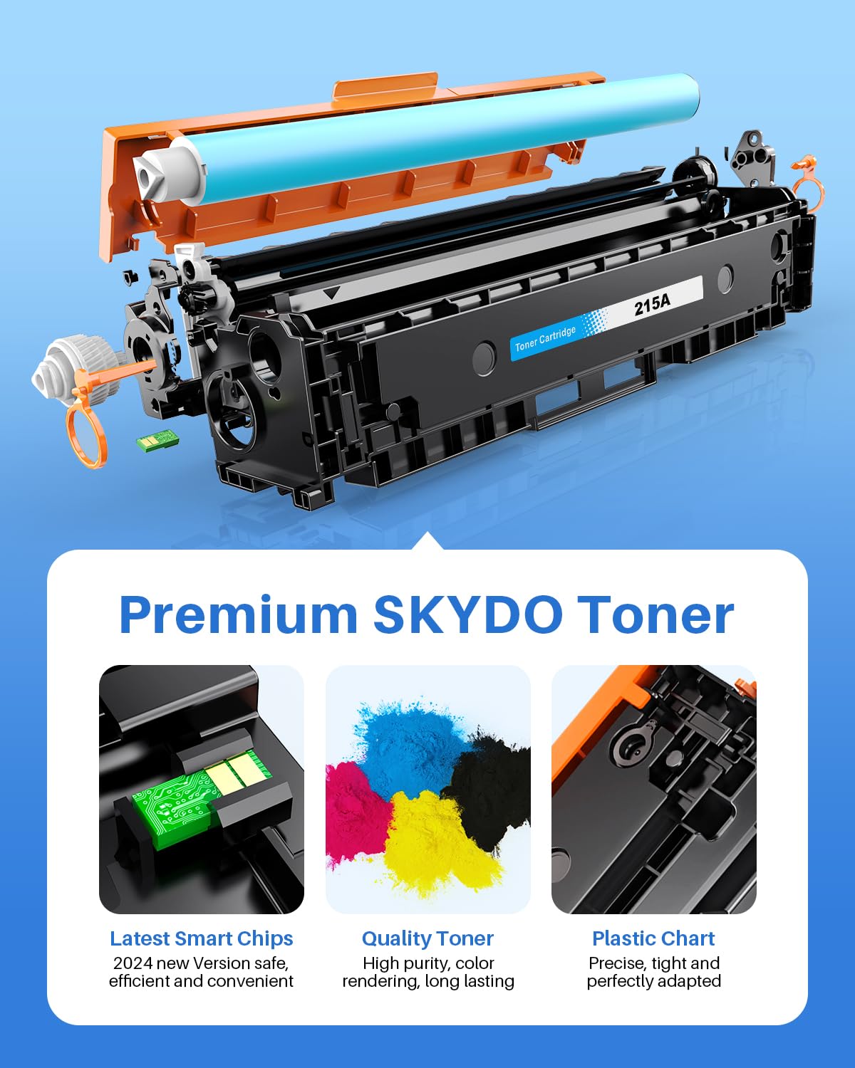 (with Chip) 215A Toner Cartridges Compatible Replacement for HP 215A 215 A 215X Use with HP Color Pro MFP M182 M183 M155 MFP M183fw M182n M182nw M155nw M155a Printer ( 4 Pack, B/C/M/Y )