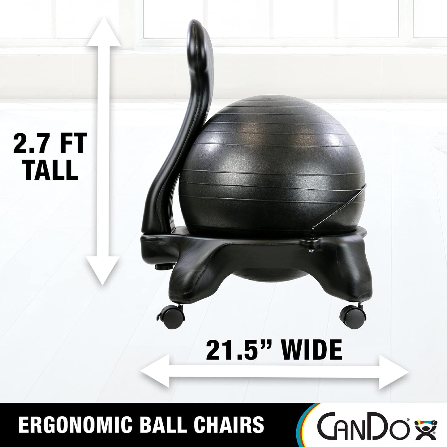 CanDo Ball Chair - Inflatable Ergonomic Active Seating Exercise Ball Chair with Air Pump for Home, Office, and Classroom