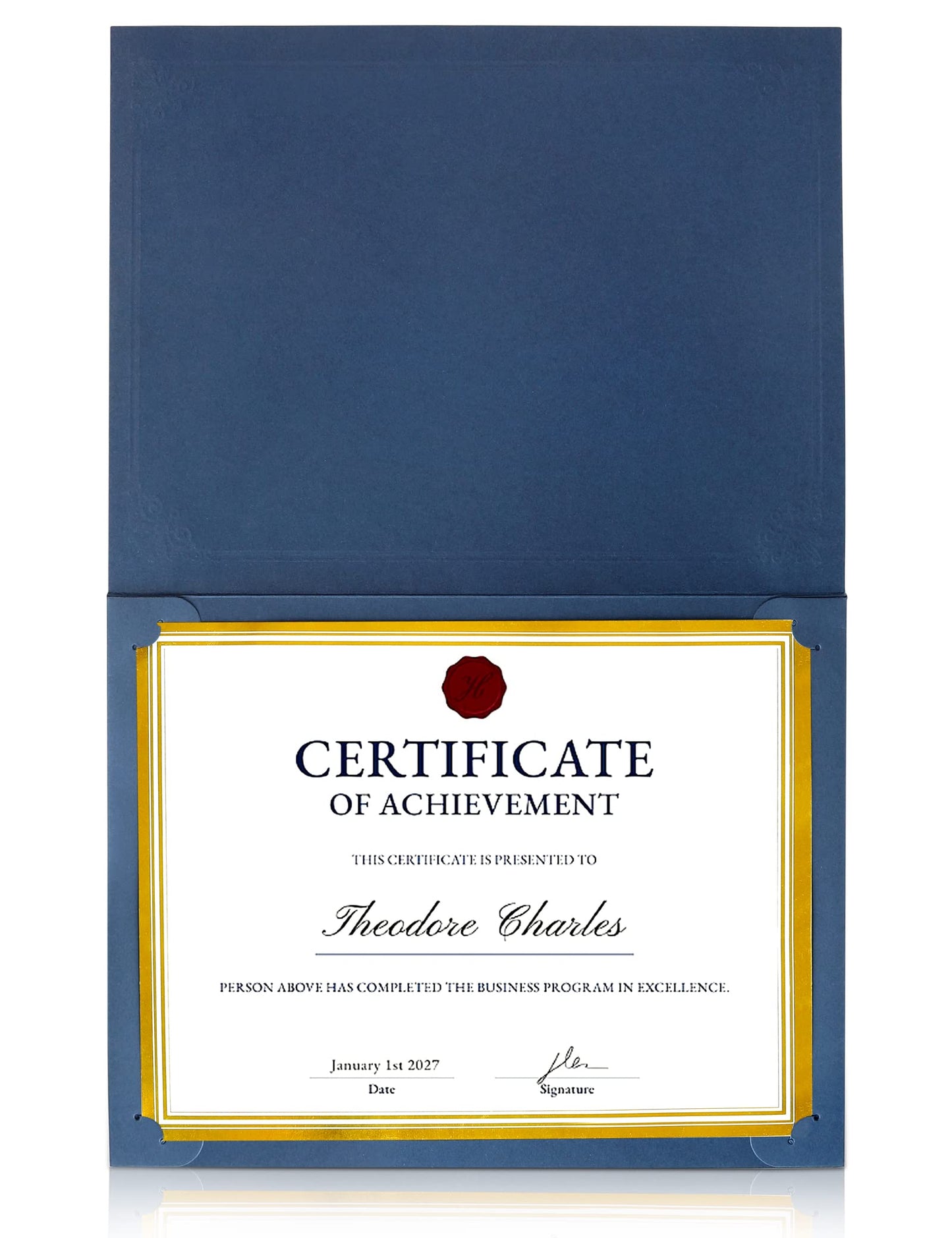 GNL Certificate Holders - 50 Packs Navy Blue Diploma Holders, Certificate Covers with Gold Foil Border, for Letter Size 8.5 x 11 Certificate Paper, Award, Graduation, Documents