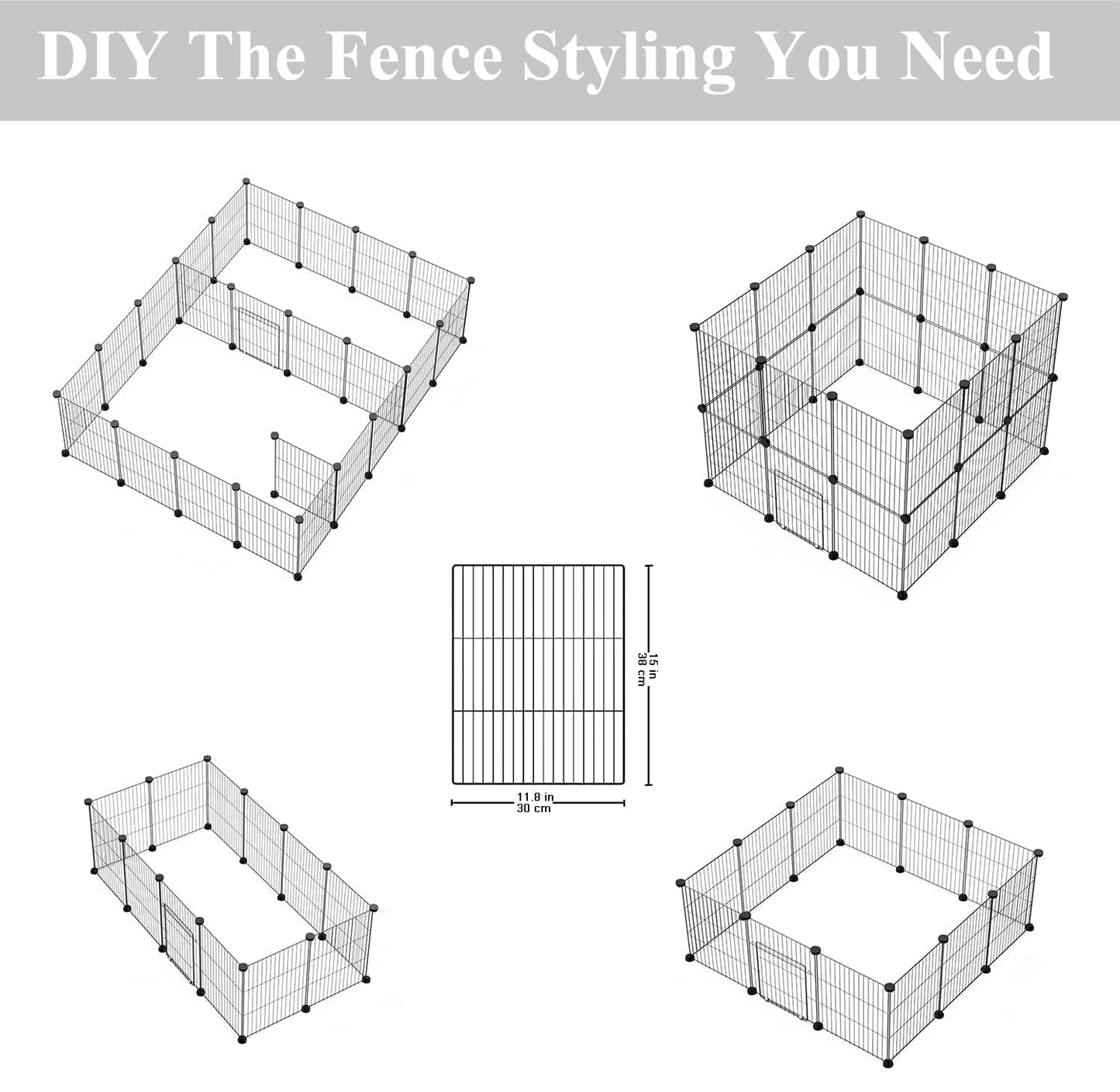 LURIVA DIY Small Animal Playpen, Pet Playpen, Guinea Pig Cages, Rabbit Playpen, Small Animal Cage, Dog Playpen, Puppy Playpen, Indoor Portable Metal Wire Yard Fence, 15 X 12 Inch, 12 Panels, Black