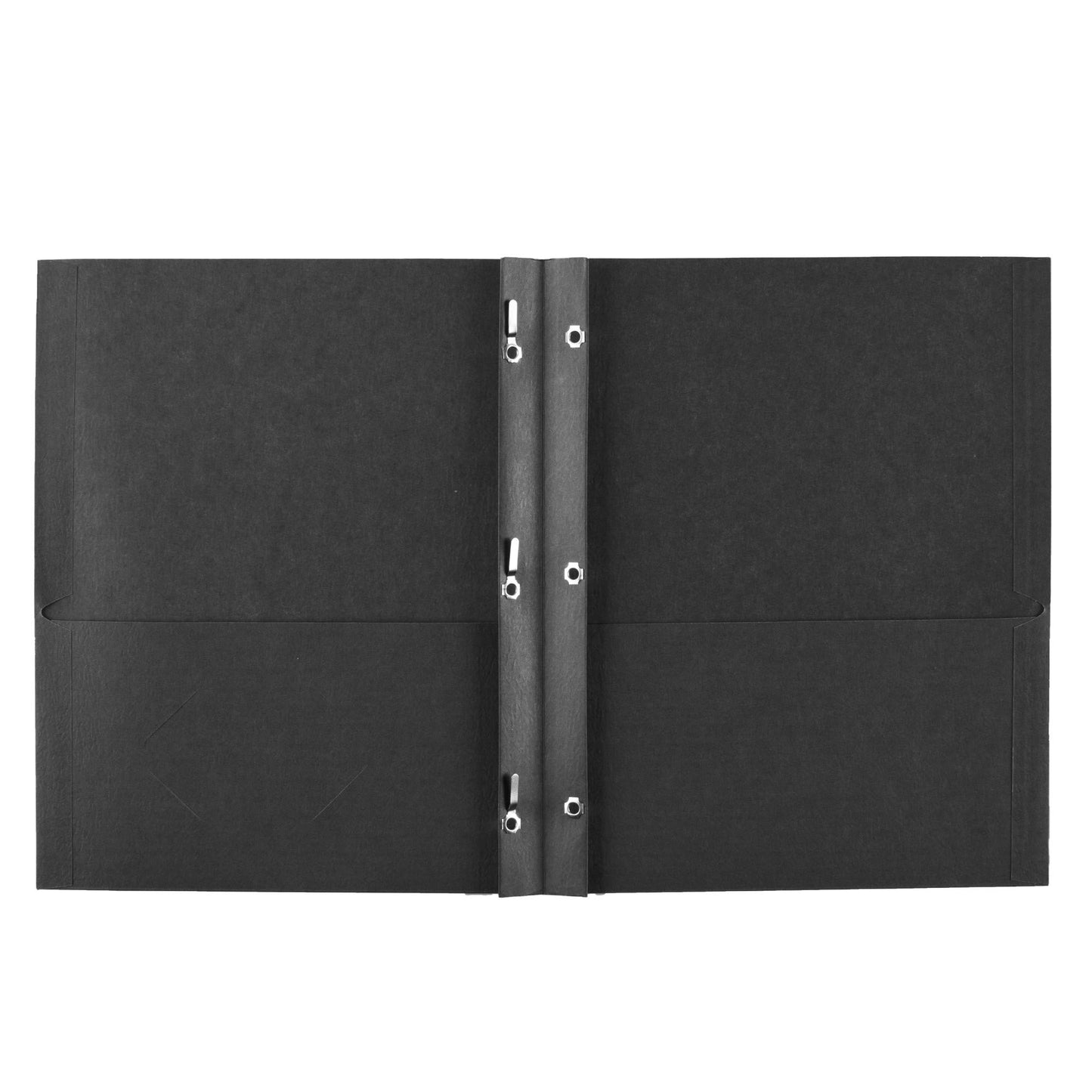 Two Pocket Folders with Fastener, Black, Paper