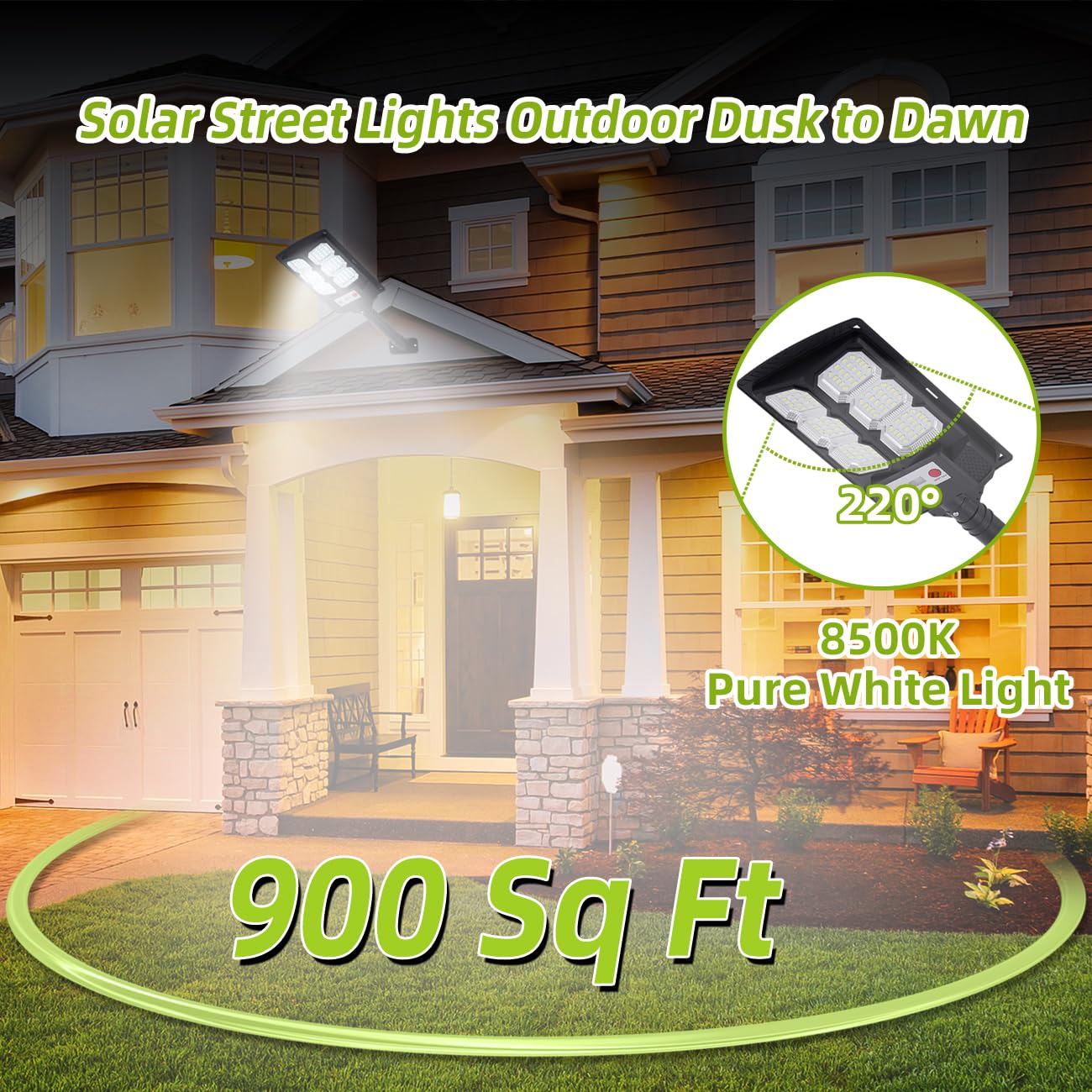 Solar Street Lights Outdoor, Solar Flood Light Outside Waterproof, 8500K Motion Sensor Parking Lighting Dusk to Dawn with Remote Control Security Lamp for Yard Patio