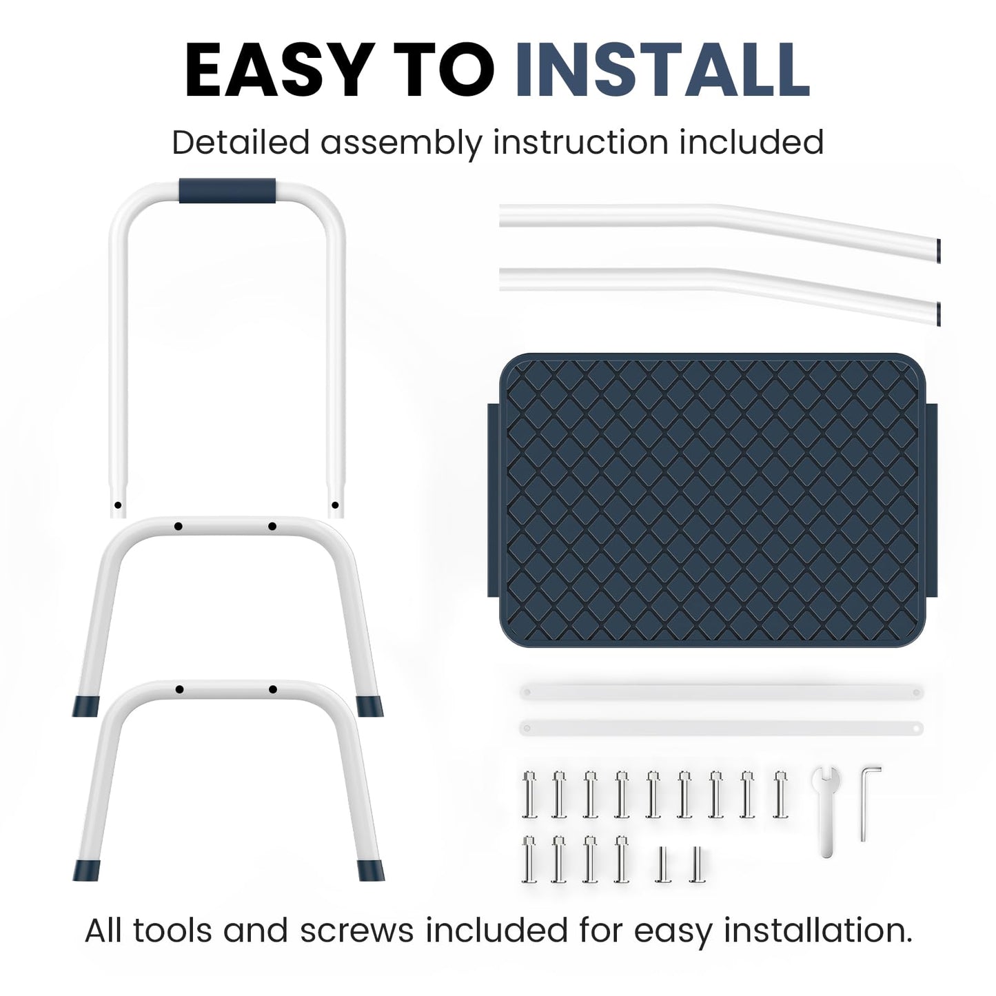 Step Stools with Handle, Stepping Stool for Adults Ederly Seniors Metal Stools with Handrail with Non-Slip Step Platform Metal Stepping Stool in Kitchen, Bathroom, Bedroom, 330 Lbs Capacity