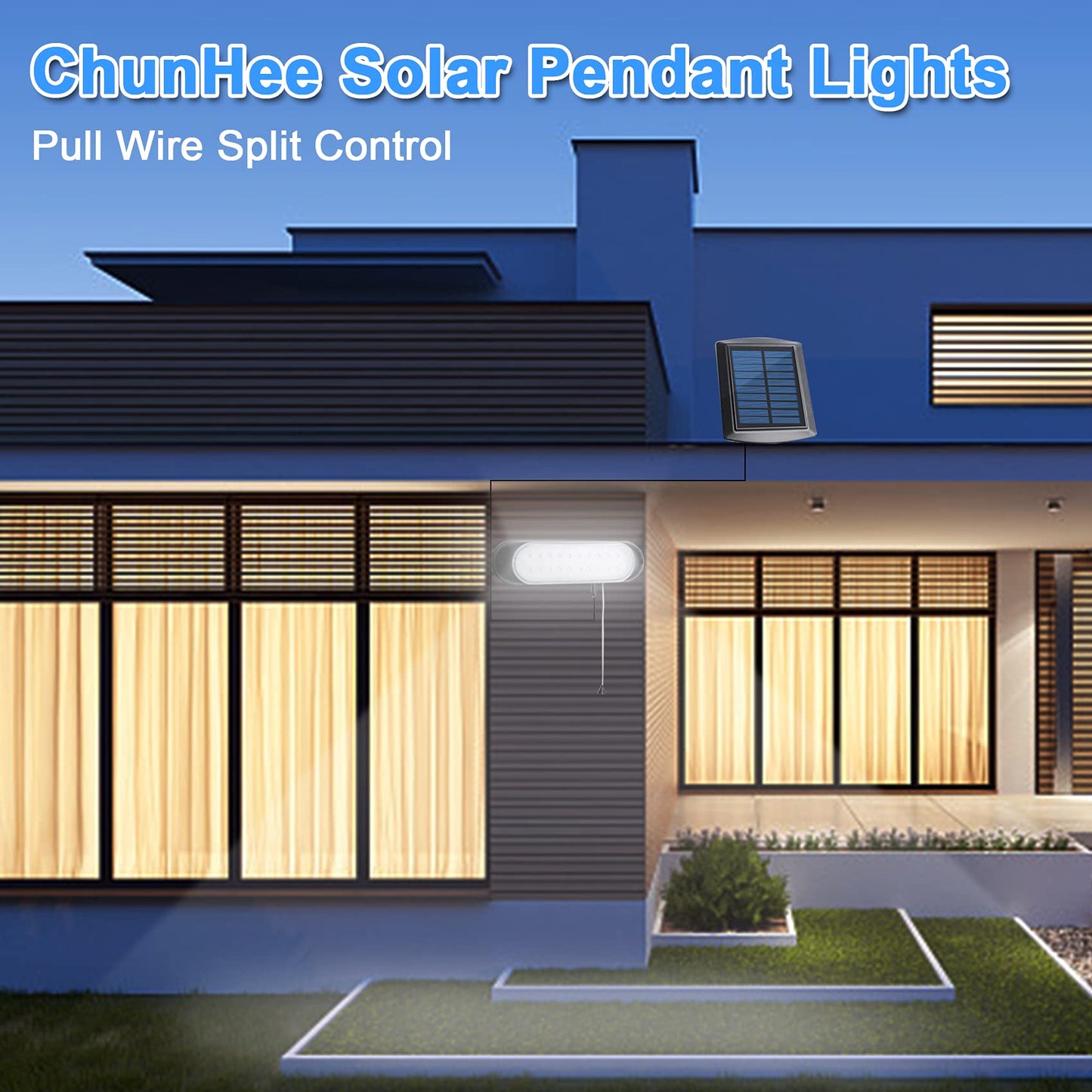 ChunHee Solar Powered Pendant Lights IP65 Waterproof 20LED Solar Shed Light with String Control Indoor Outdoor Hanging Lamp for Garden, Garage, Pathway, Yard, Patio, Lawn,Chicken Coops