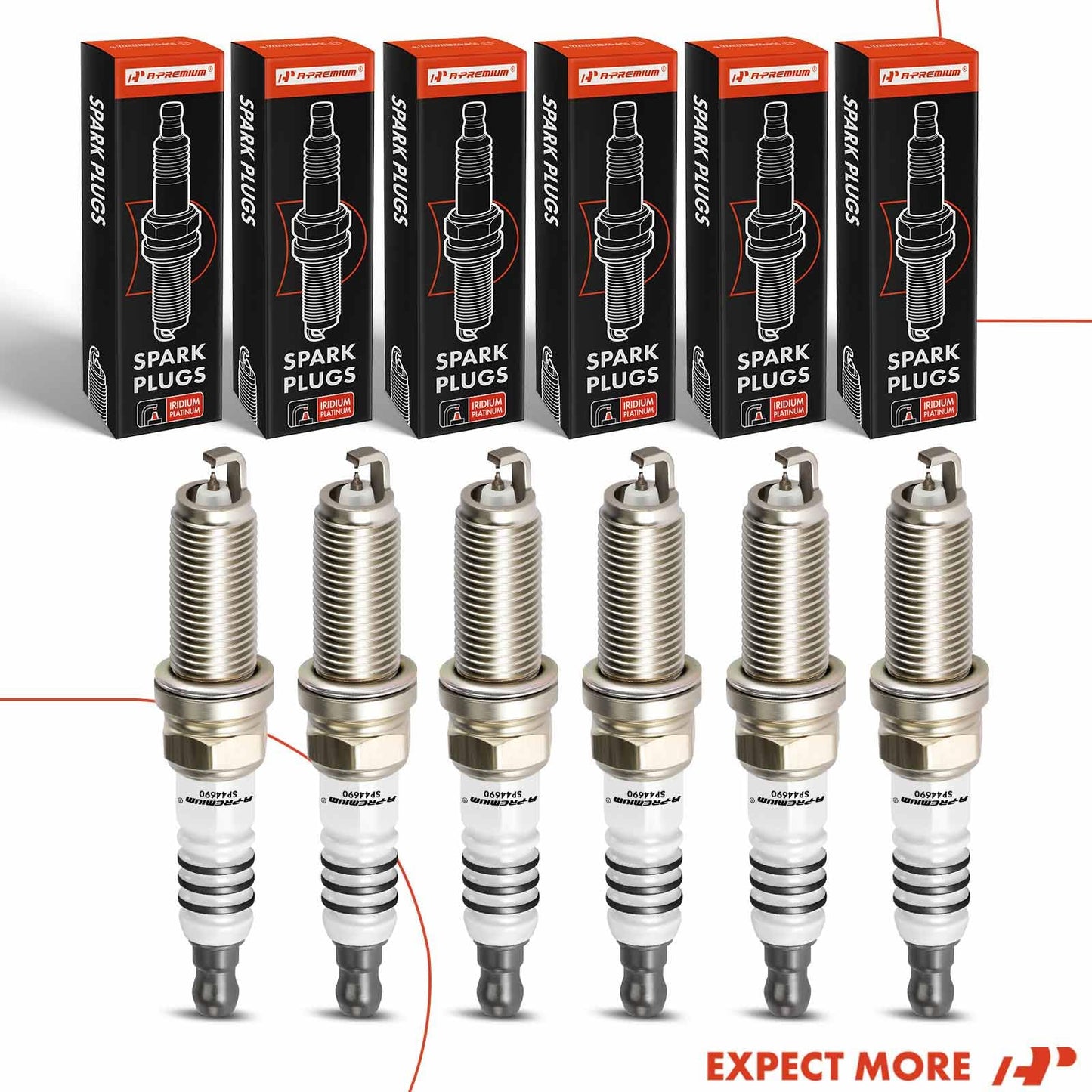 A-Premium 6PCS 4469 Iridium Platinum Spark Plugs Compatible with Nissan Xterra, Altima, Maxima, Pathfinder & Infiniti G35 & Hyundai Santa Fe & Kia Barrego & Toyota 4Runner, 2.7L-4.0L, 2001-2021