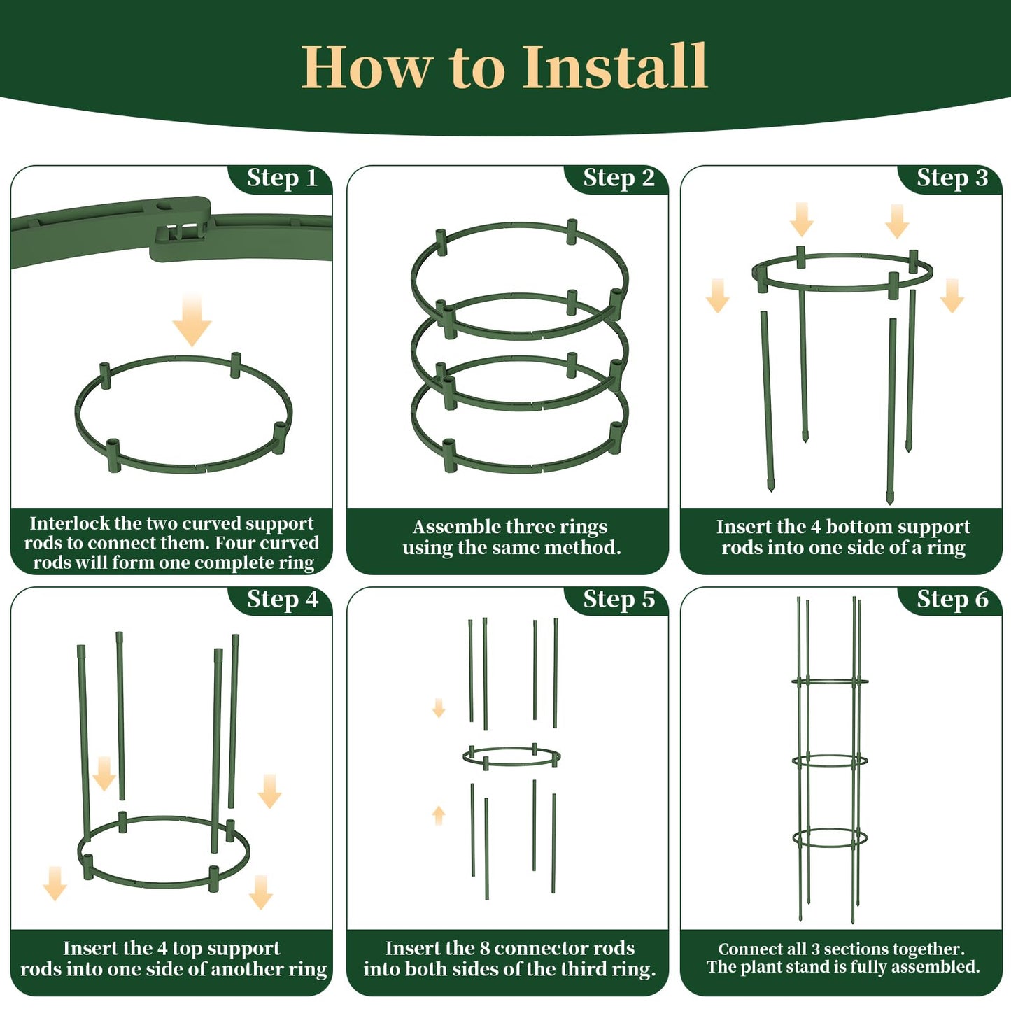Tomato Cages for Garden, 49" Tall Adjustable Heavy Duty Rust Resistant Tomato Trellis, with Upgraded Coupler for Raised Beds & Pots, Plant Stakes and Supports for Climbing Vegetables, Flowers (4PCs)