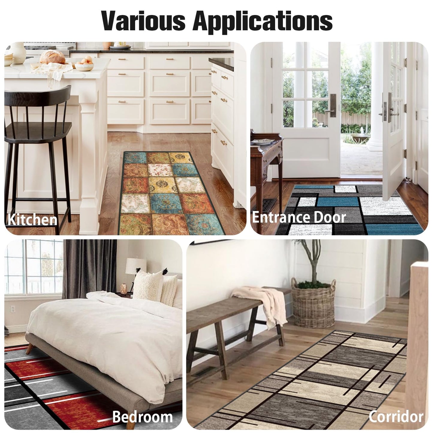 WTHYGB Runner Rug for Hallway, 2x5 Non-Slip Machine Washable Rugs for Entrance Indoor, Long Modern Area Rug, 6mm Low Pile Carpet for Bedroom Laundry Kitchen Laundry Room, Beige