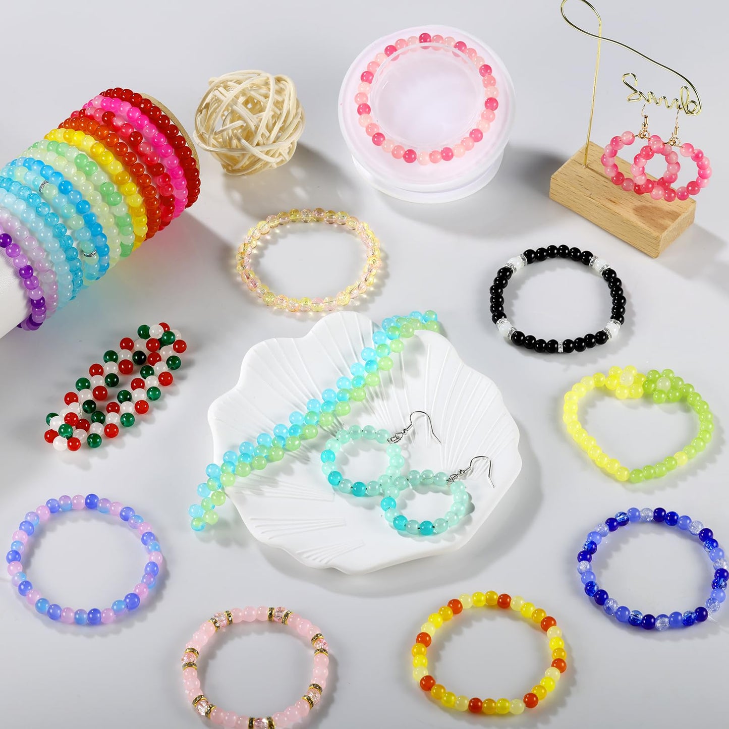 Zefy 120 Colors Glass Beads Bracelet Making Kit, 6mm 3876pcs Crystal Beads for Jewelry Making and DIY Crafts, 5 Box Round Bead for Friendship Bracelets with Spacer Beads and Charms