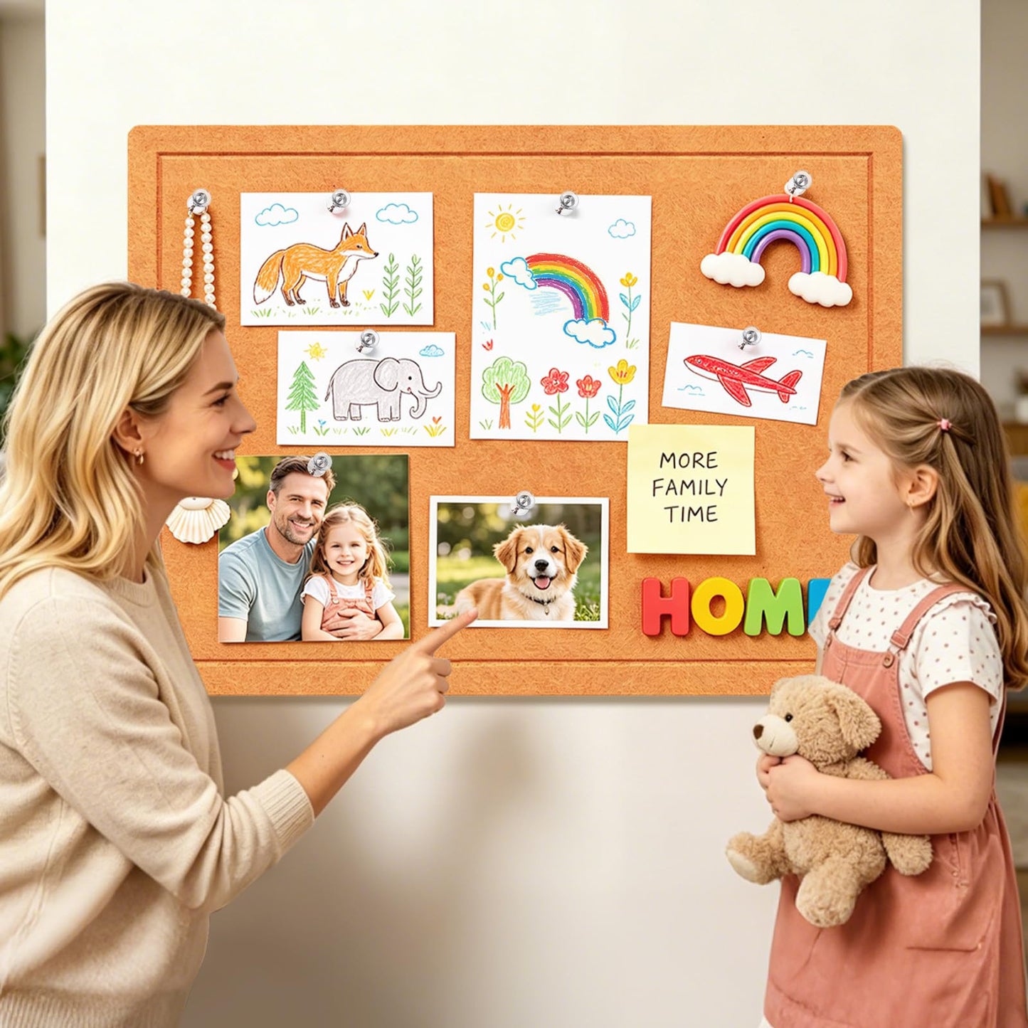 MQAAUP Cork Bulletin Board, 48×36 in Frameless Foldable and Dual Installation Felt Pin Board, Self-Healing Felt Board for Wall, Multi-use Vision & Picture Collage Pin Board with 15 Push Pins