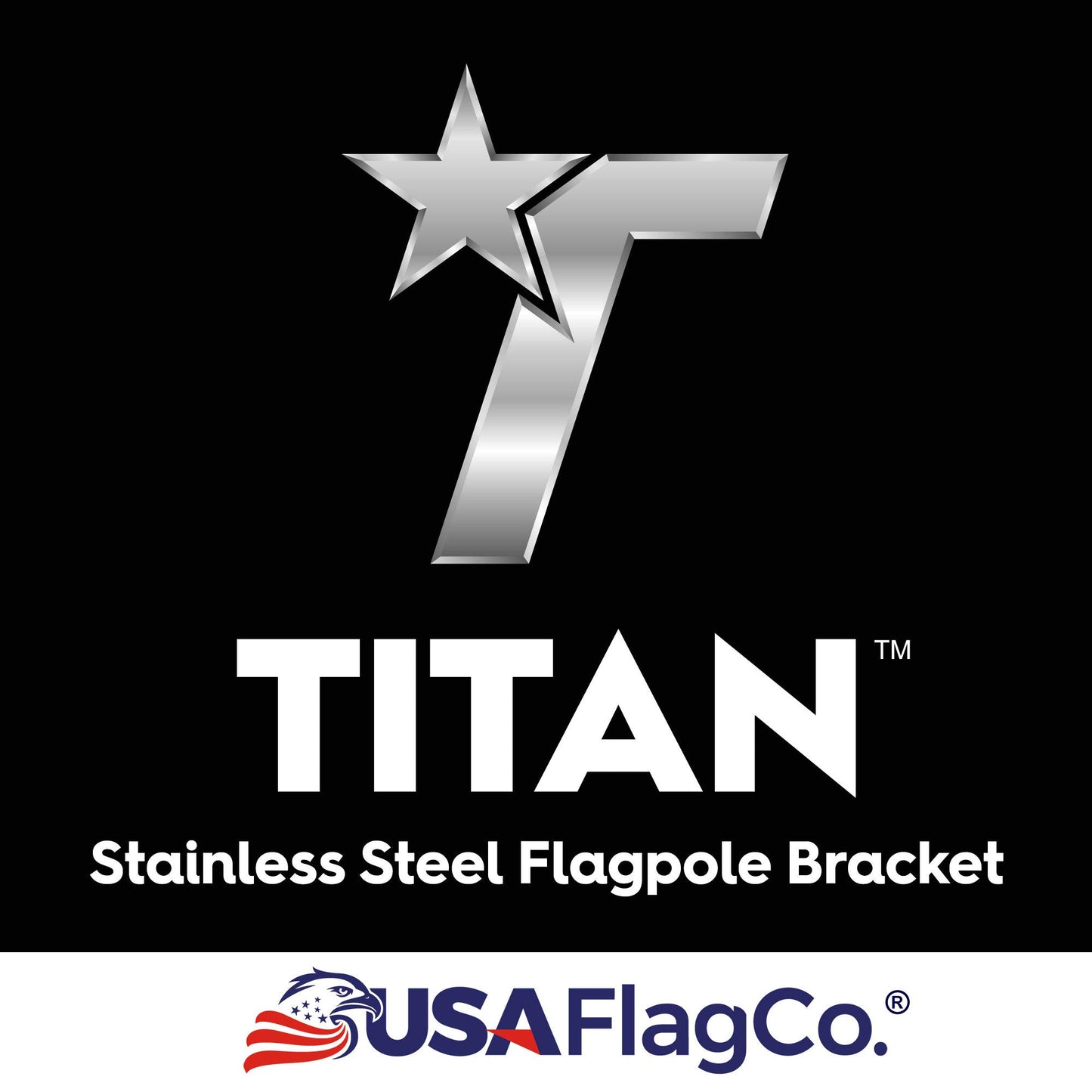 USA Flag Co. Titan Stainless Steel Flag Pole Bracket - Ultra Heavy Duty 1-inch Mount for American Flag Flagpoles | 2-Way Angle Holder (Silver)