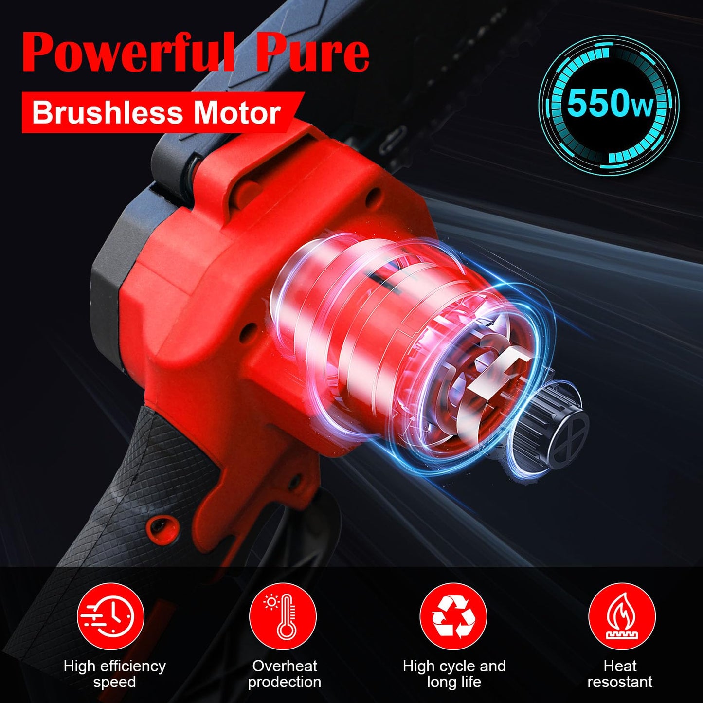 6-Inch Mini Chainsaw, Cordless Handheld Electric Chainsaw with 2X 24V 4000mAh Batteries & 2 Chains, Lightweight & Portable, for Tree Trimming, Wood Cutting, Gardening, Outdoor & Household Use