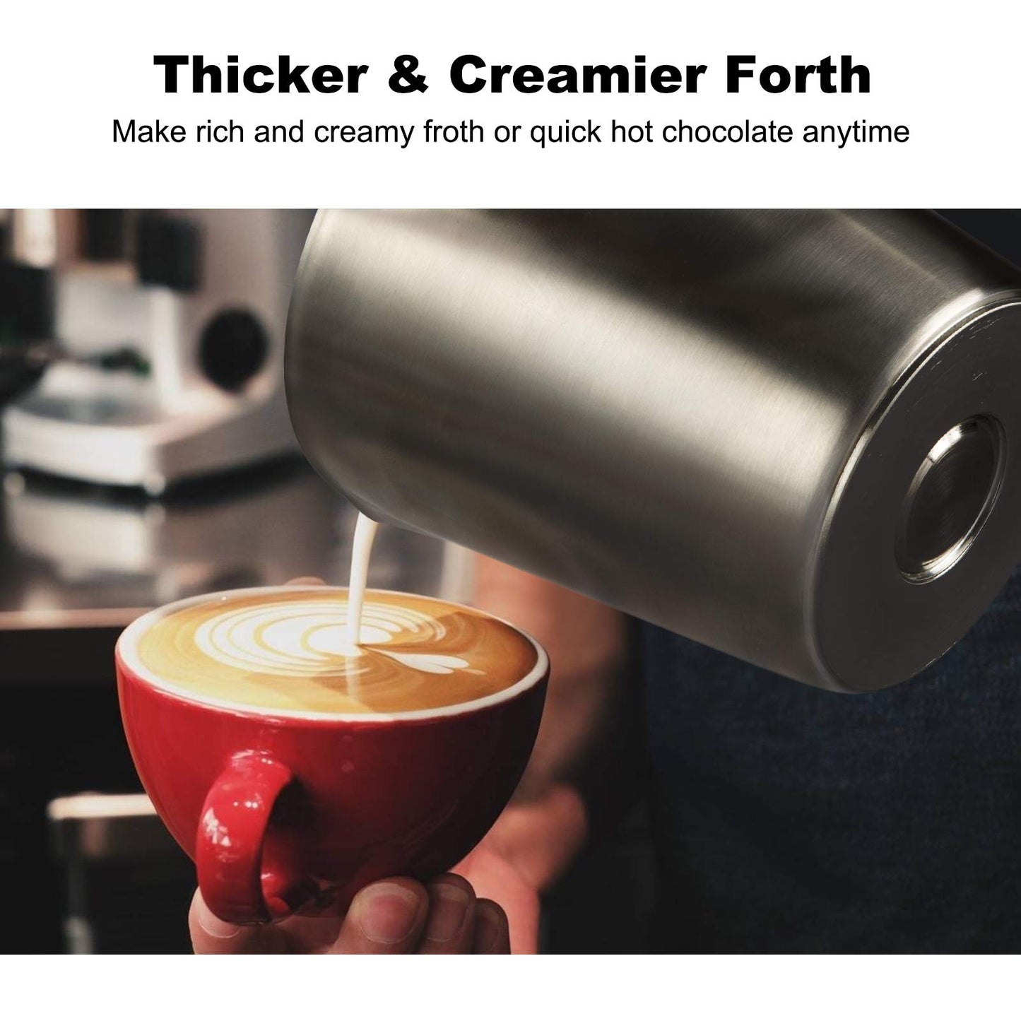 Secura Detachable Milk Frother, 17oz Electric Milk Steamer Stainless Steel, Automatic Hot/Cold Foam and Hot Chocolate Maker with Dishwasher Safe, 8.45 oz, 120V