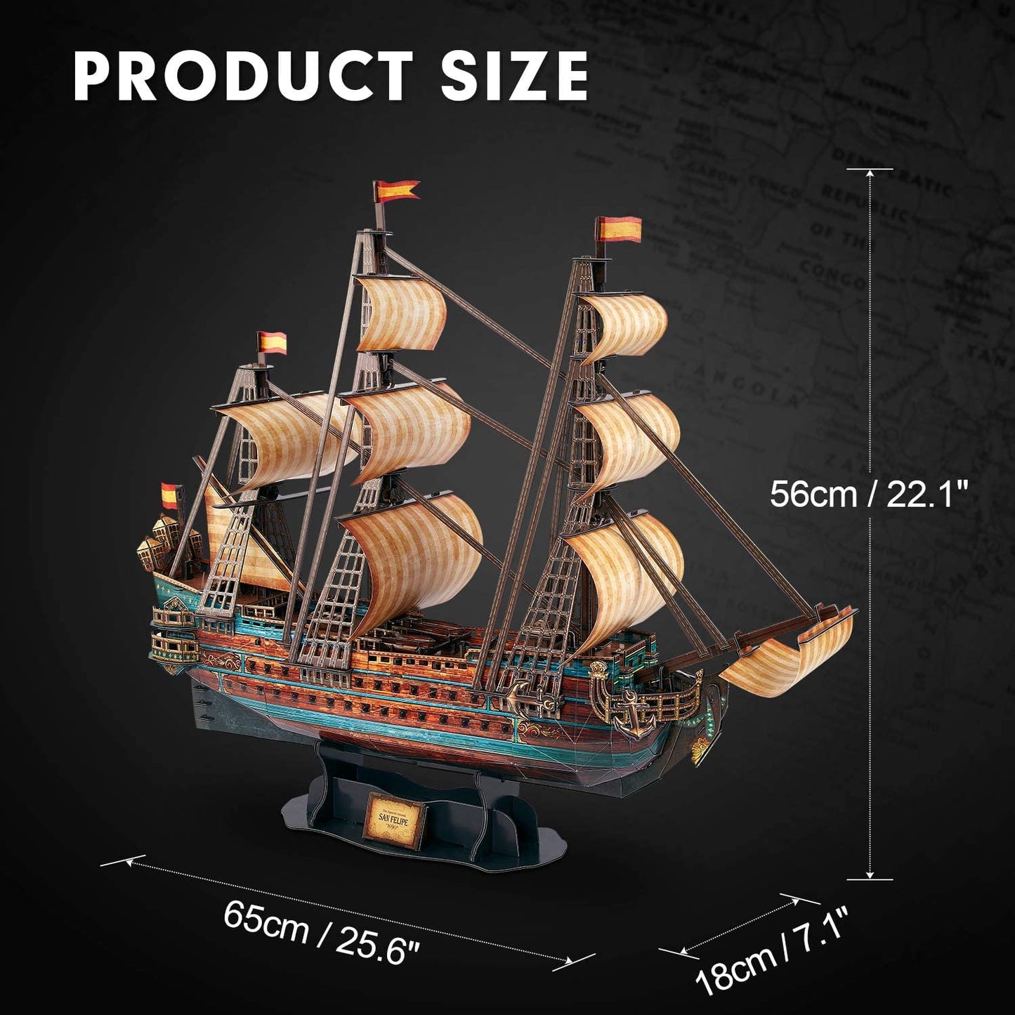 CubicFun The San Felipe 3D Puzzle 25.6" - 3D Puzzles for Adults Model Ship Kits - 248 Pieces