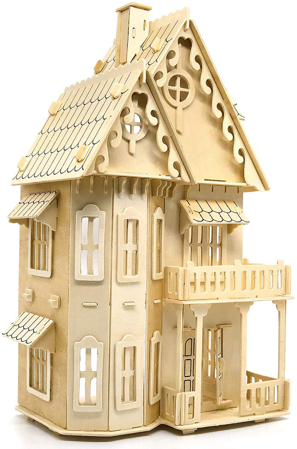 CUTEROOM 3D Wooden Puzzle House, Gothic House 3D Stereo Wooden Puzzles DIY Dollhouse Miniature Kit for Adults - Wooden Model Kit with Furniture -Adult Interactive Puzzle Toy Set