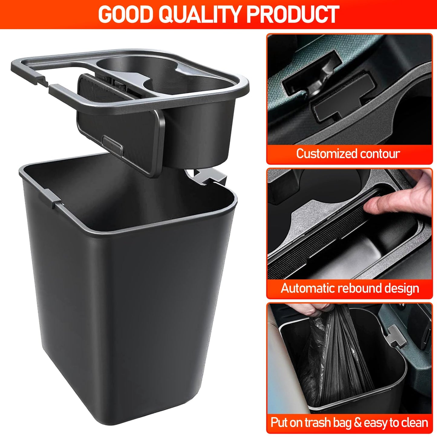 WRWJL Trash Can for Ford Maverick 2025 2024 2023 2022,Upgraded Rear Trash Bin with Dual Cup Holder for Maverick Interior Accessories,Multi-Function Insert Expander Storage Box Organizer 2025 New