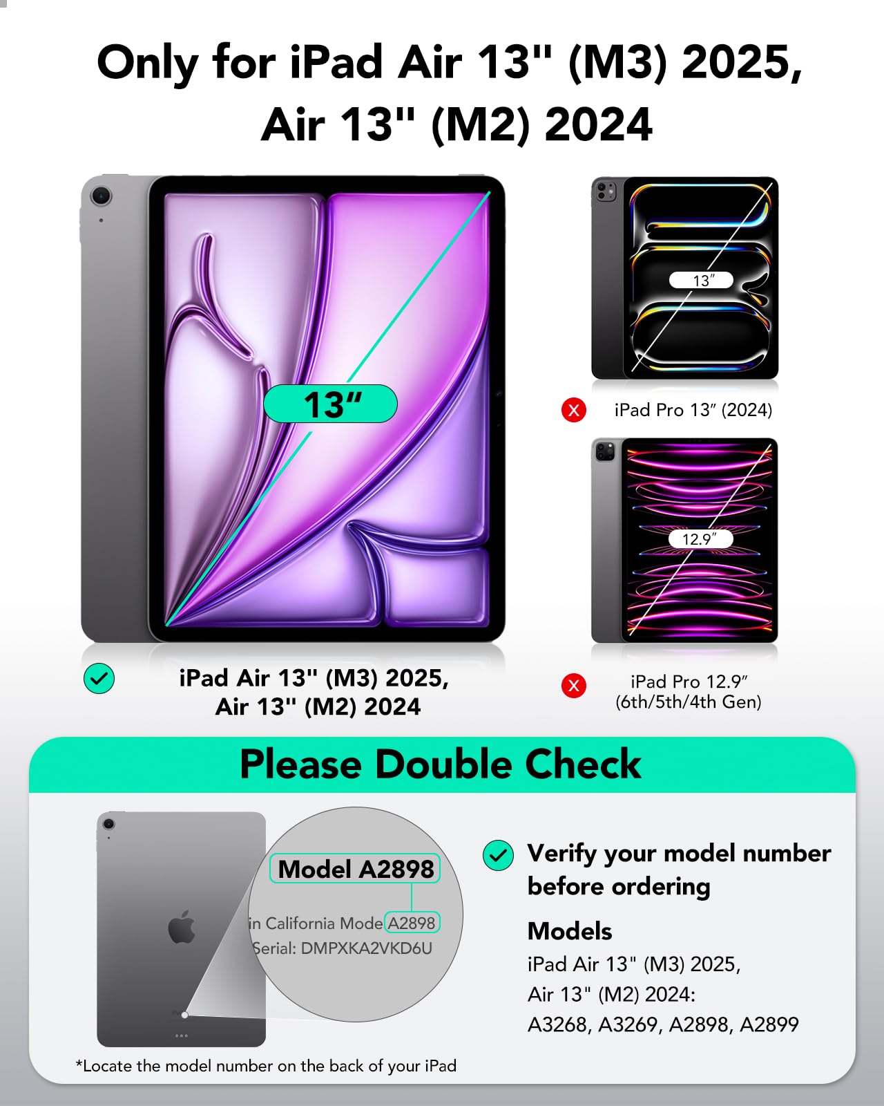 ESR for iPad Air 13 Inch Case M3/M2 (2025/2024), Removable Magnetic Cover, Adjustable Portrait/Landscape Stand with Raised Screen View, 9 Standing Angles, Shift Series, Black