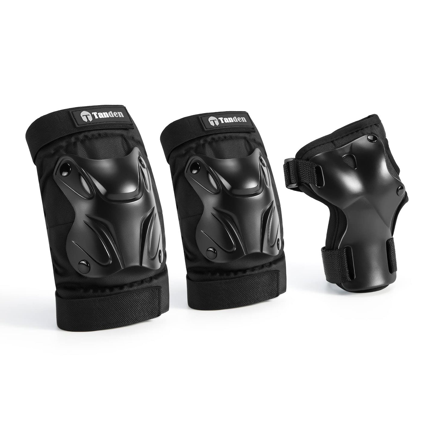 Tanden Skating Protective Gear Elbow and Knee Pads Adult, Knee Pads for Men Women Elbow Pads Wrist Guards for Roller Skating Cycling Skateboarding Black