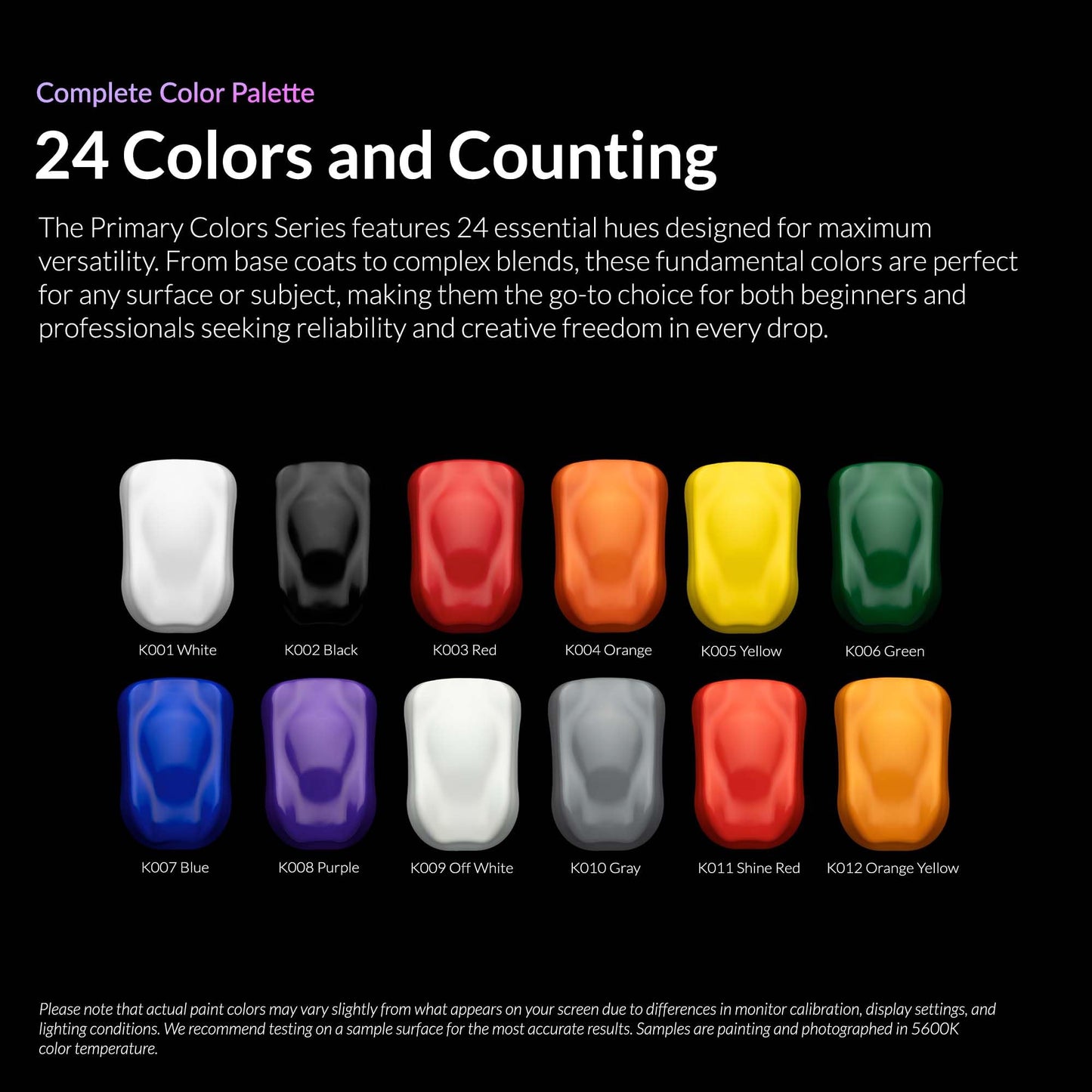 Gaahleri Kaleido Primary 12-Color Set – Water-Based Acrylic Airbrush Paint Kit for Scale Models, Gundam, Mecha, Cars & Miniatures – Pre-Thinned, High Gloss, Fast-Drying, with Thinner & Cleaner