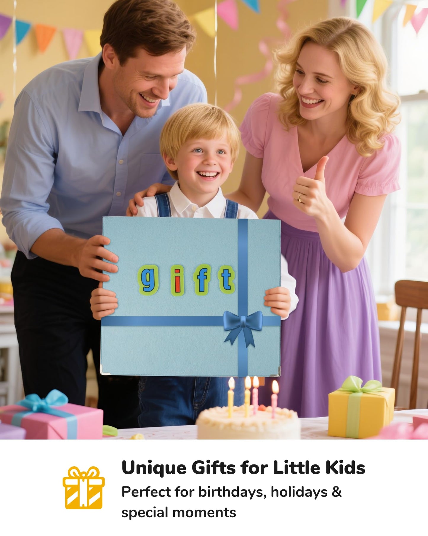 CHEFAN Foldable Felt Board for Toddlers - FreeStanding Learning Board for Kids, Preschool Classroom and Daycare | Use With Felt Set and Book for Storytelling | Blue Large