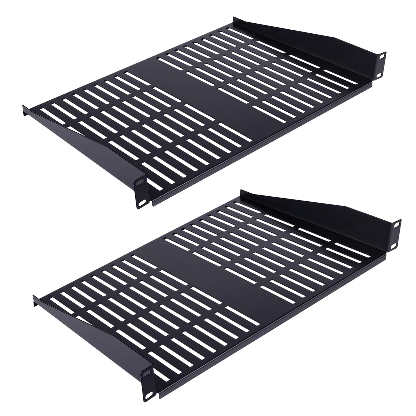 Pxoerzy 2PCS 1U Server Rack Shelf, Suitable for 19" Network Equipment Racks and Cabinets, Ventilated Cantilever Tray, Depth of 12 inches, Well-Ventilated (12")