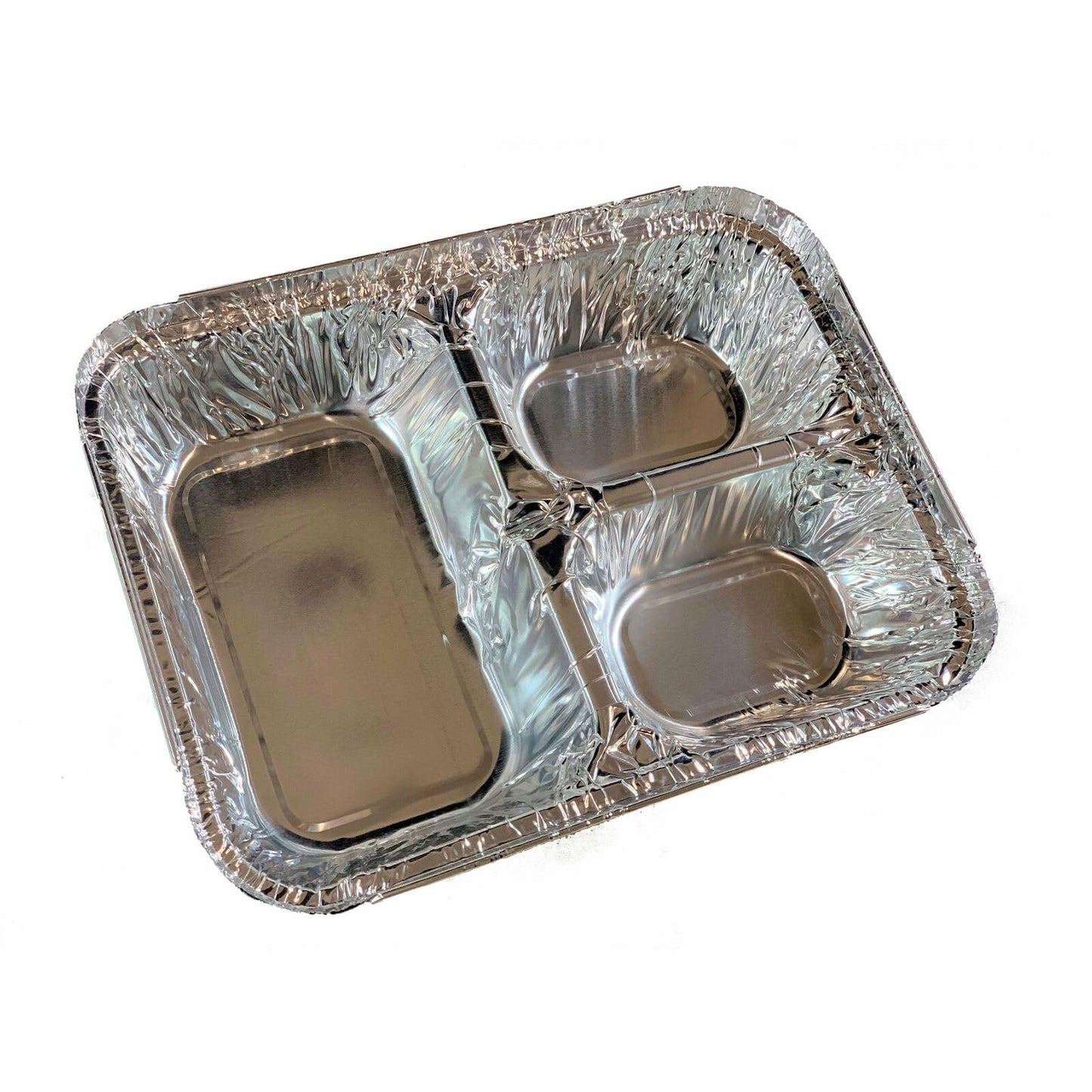 DCS Deals Disposable Aluminum Dinner Tray with Paper Lids – 3 Compartment Foil Pan – Perfect for On the Go Lunches, Leftovers, TV Plate or Takeout Convenient Airline Food Tray (25)