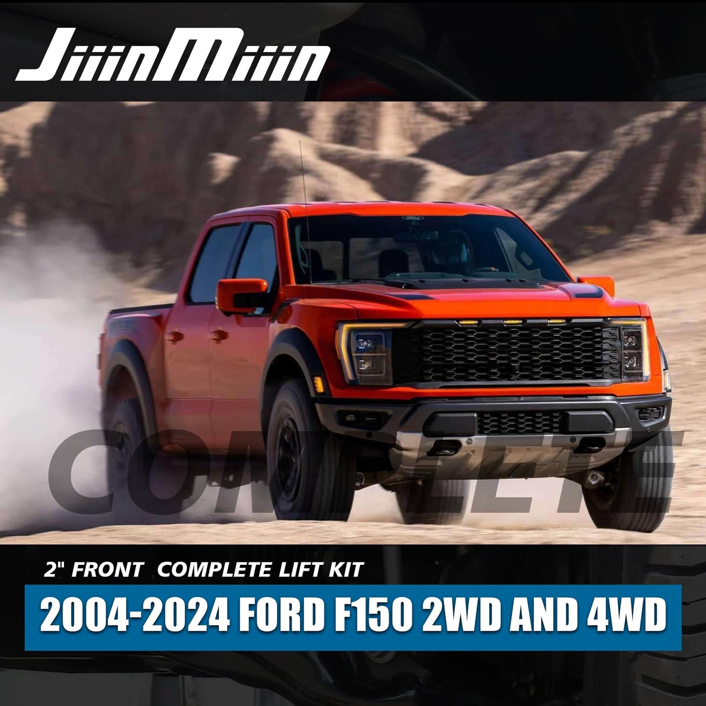 JiiinMiiin 2 inch Front Leveling Lift Kits Compatible with 2004-2024 Ford F150 2WD 4WD, 2" Raise Strut Spacers, Black
