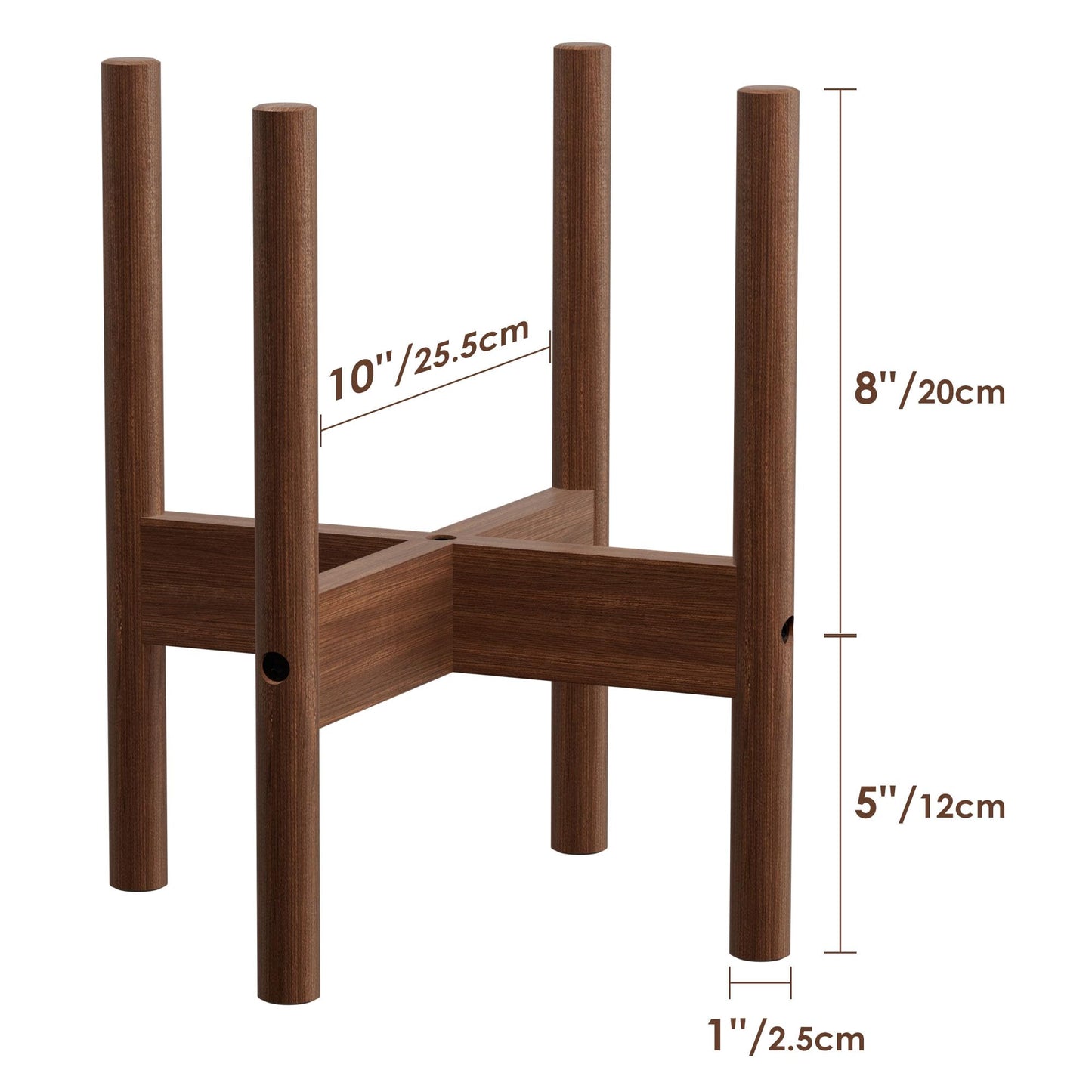 2 Pack Bamboo Plant Stands Indoor, for Up to 10 Inch Pots, Built to Fit Corners, Sturdy & Stable Design, Walnut Finish
