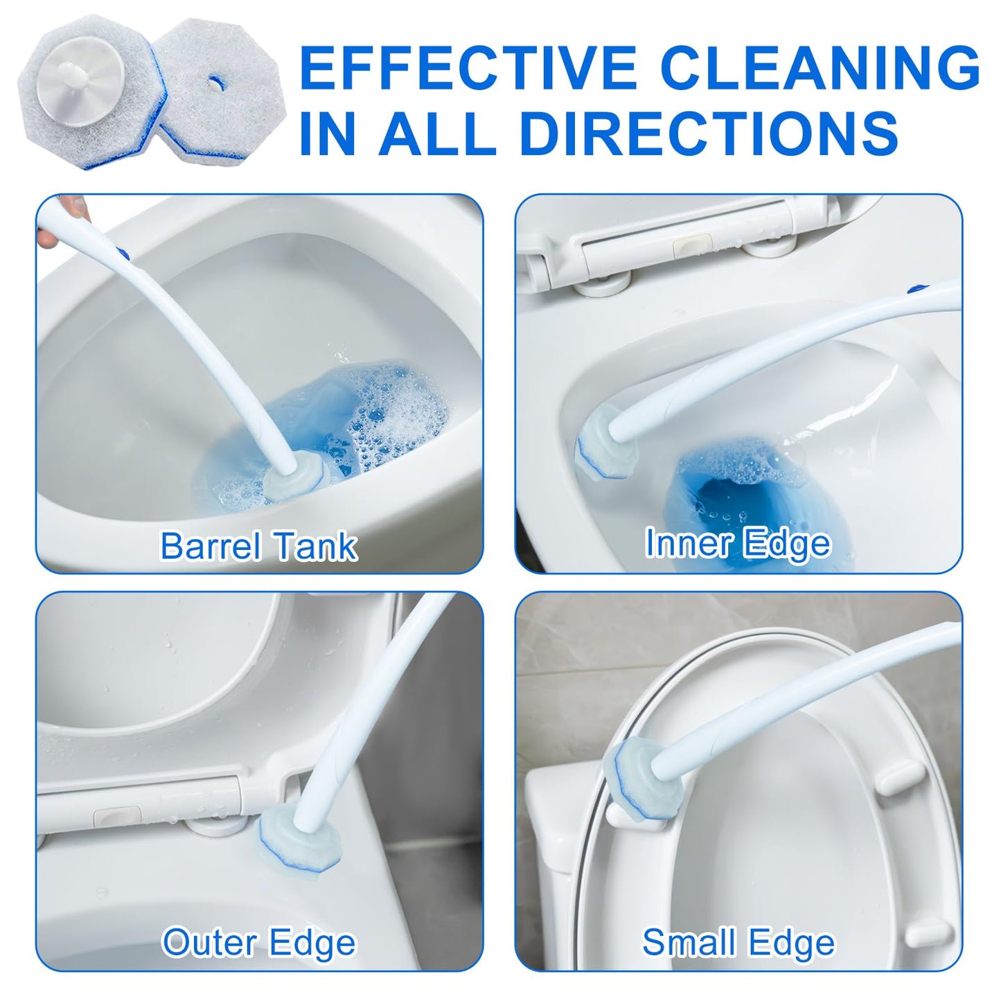 60 Count Toilet Wand Refills for Clorox, Disposable Toilet Brush Compatible with Clorox Toilet Wand Cleaning System, Upgrade Fiber Bowl Cleaner Brush for Closestool Cleaning
