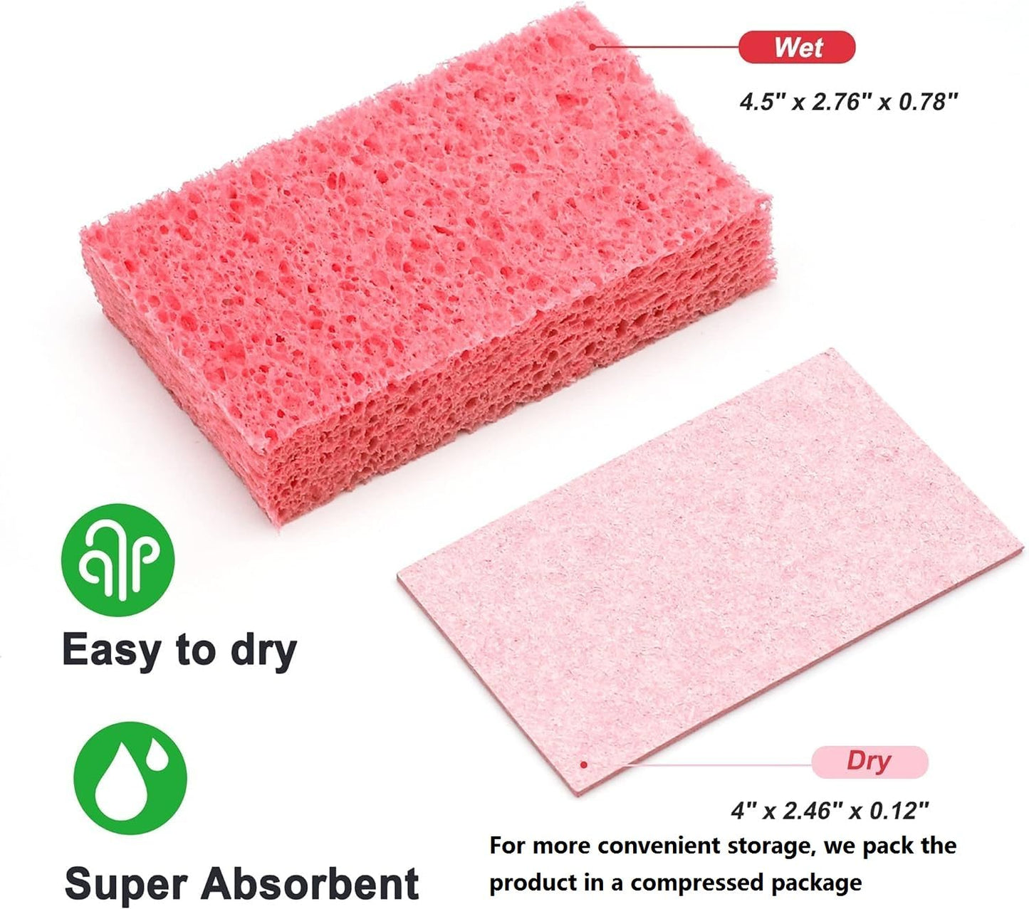 ARCLIBER Cleaning Scrub Sponge,Cellulose Non-Scratch for Kitchen,Bathroom,Cars,Colorful Compressed Sponge (36 Pack)