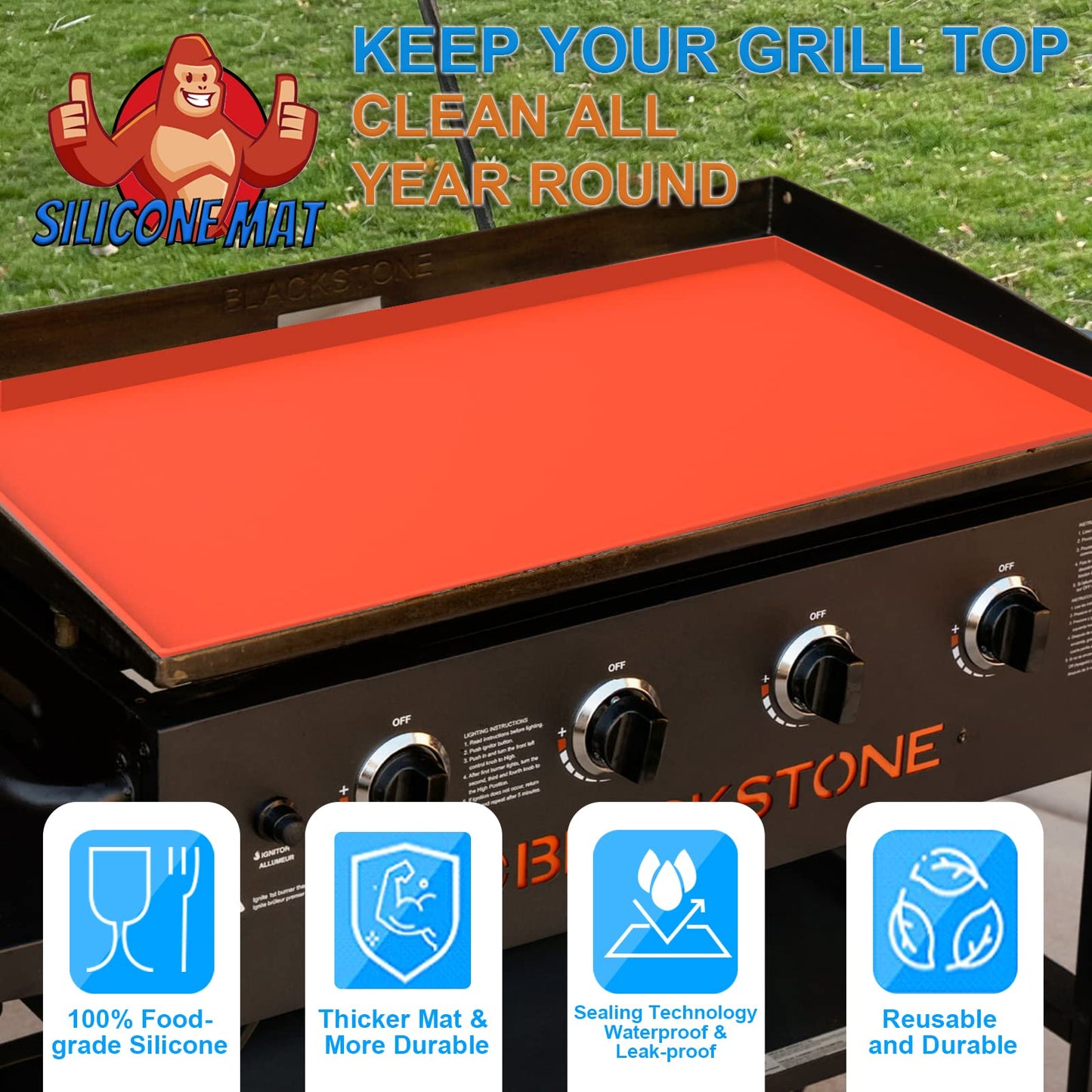 36" Silicone Griddle Mat for Blackstone 36 Inch Griddle,Heavy Duty 36 inch Griddle Cover Mat for Blackstone 36 Inch Flat Top Gas Grill,All Year Round Grill Protective Mat for Black Stone