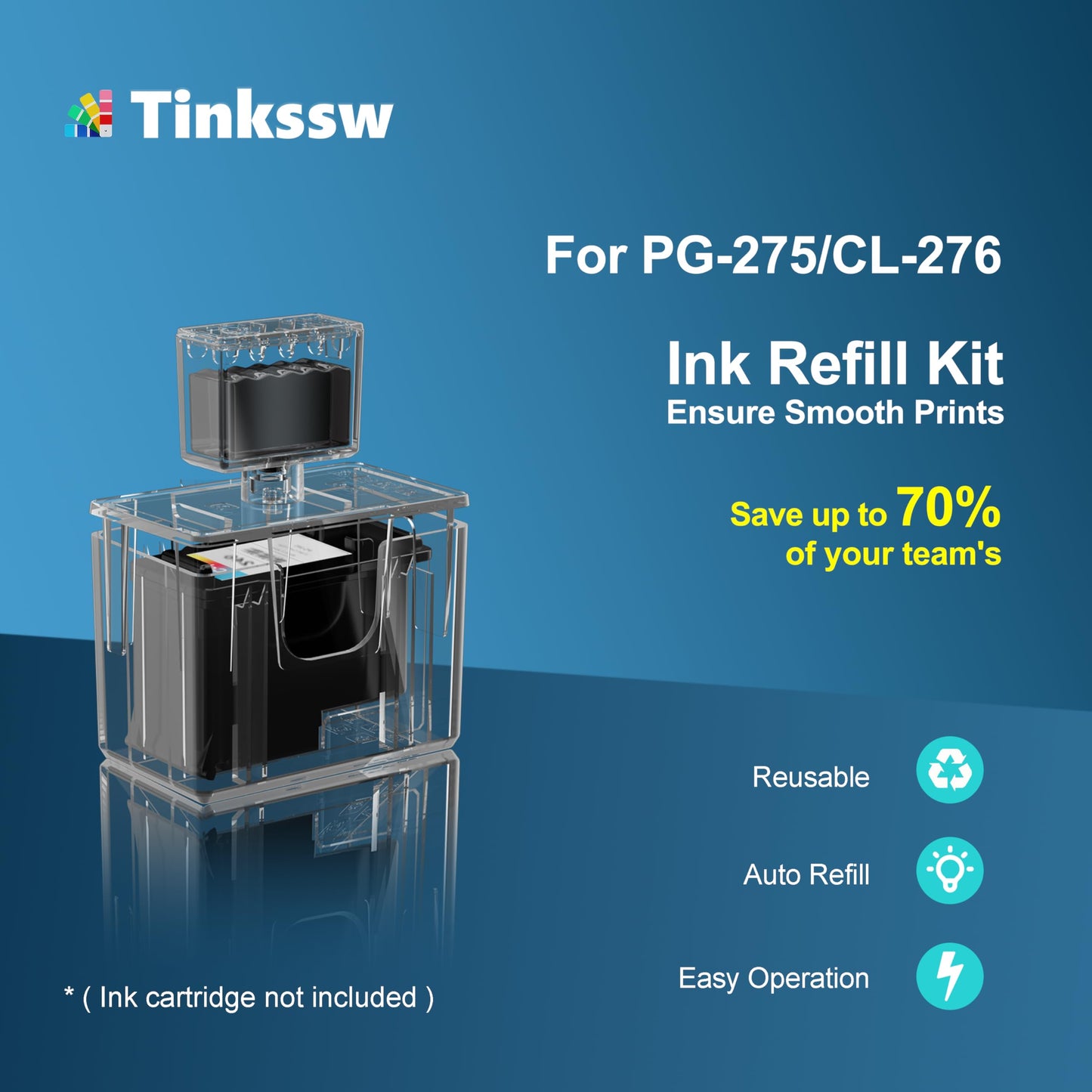 275XL 276XL Ink Refill, Compatible for Canon 275XL 276XL Ink Cartridges with Canon TS3720 TR4720 TR4700 TR4723 TR4722 TS3500 TS3520 TS3522 (9-Pack, Black, Cyan, Magenta, Yellow)