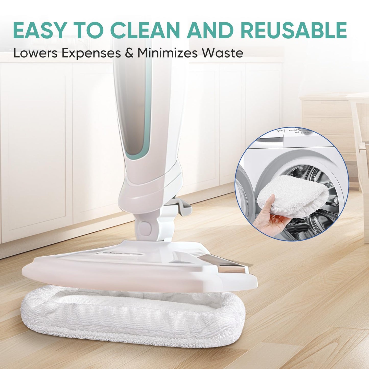 BIHARNT 6 Pack SMP01 Microfiber & Washable Steam Mop Pads Compatible with Kenmore SM2060 S200 Series Floor Cleaning Steam Mop (White)