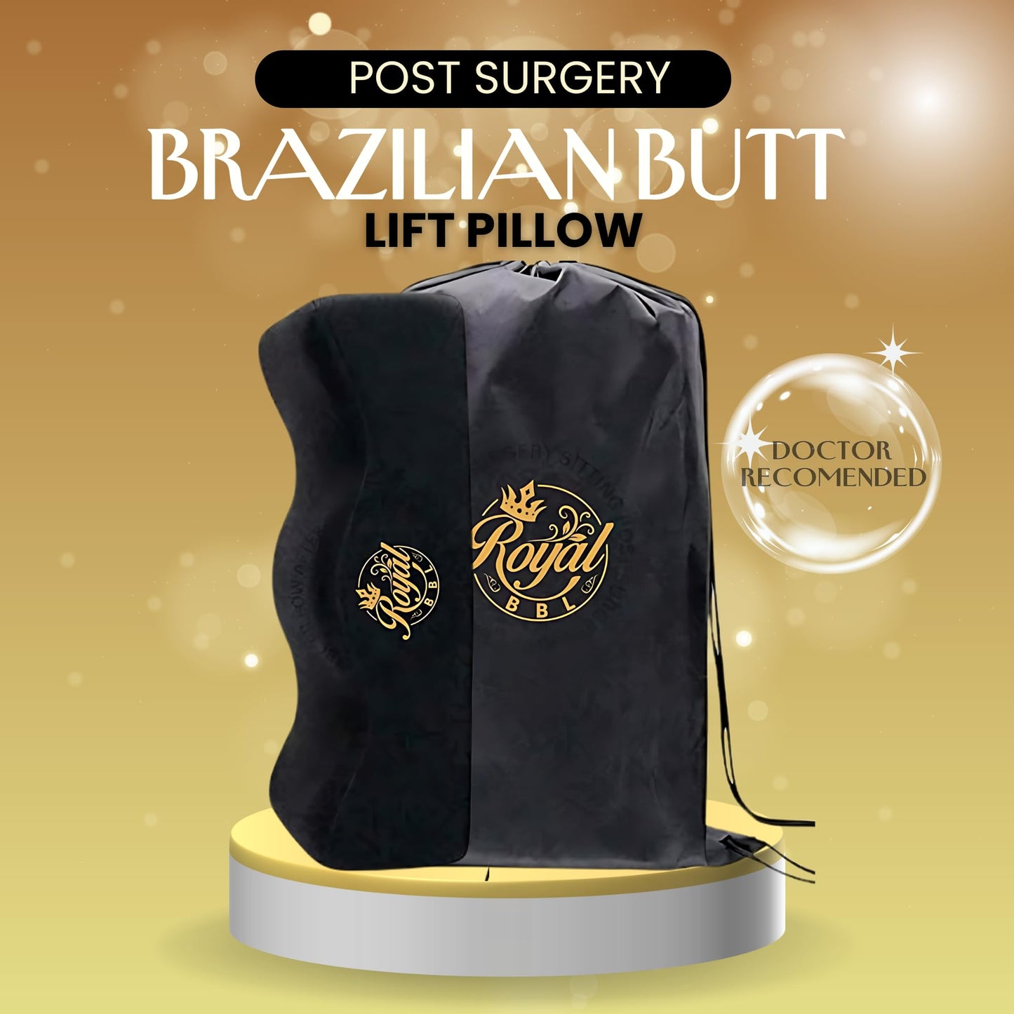 BBL Booty Pillow After Surgery - Brazilian Butt Lift Recovery Support Cushion | Ultra Comfortable with 3 Layers for Maximum Support Post-Surgery Sitting Best Pillow Dr. Approved by Royal bbl