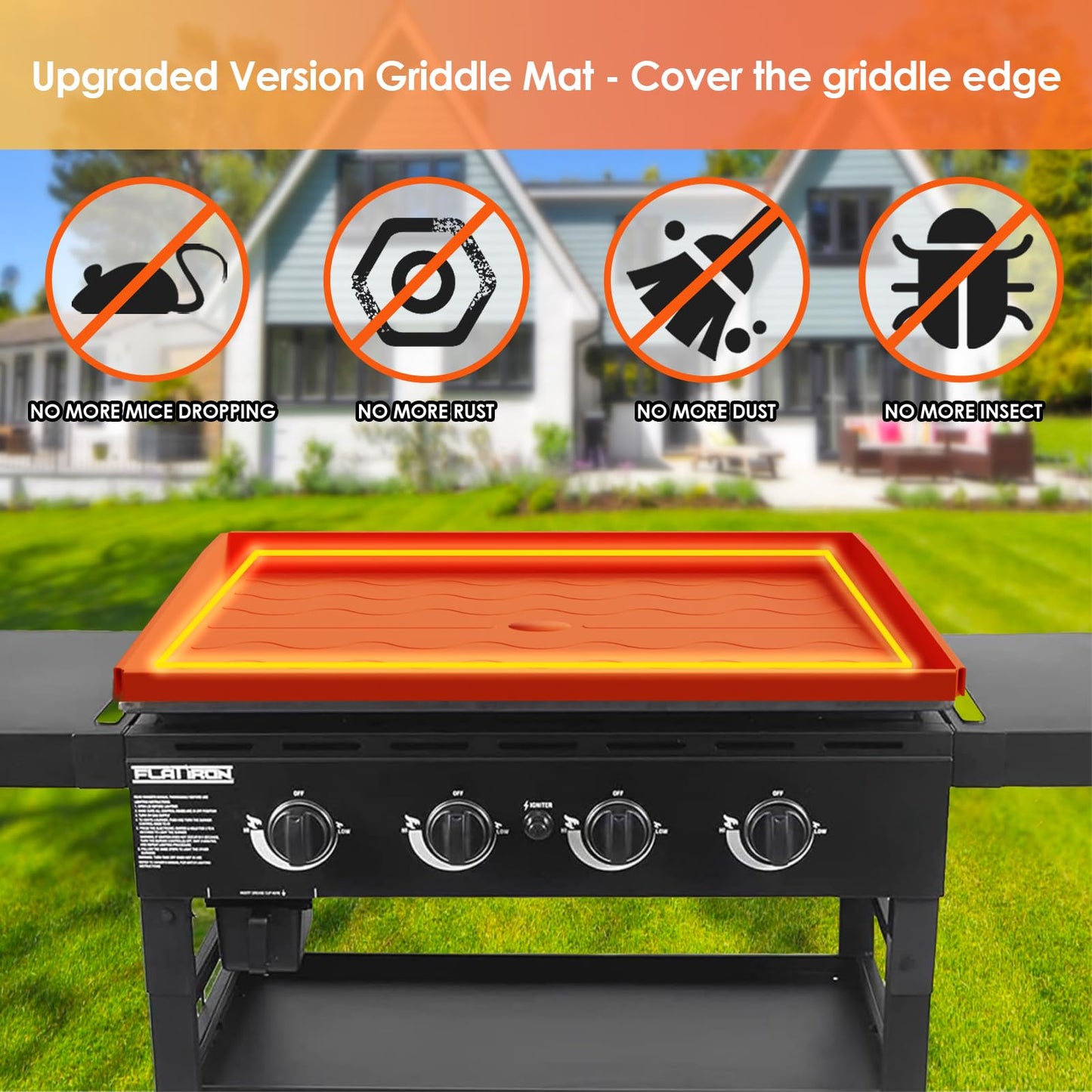 36" Griddle Mat for Blackstone Griddle Full Edge Cover, Protective Cover Heavy Duty Reusable Food Grade Silicone Mat Cover