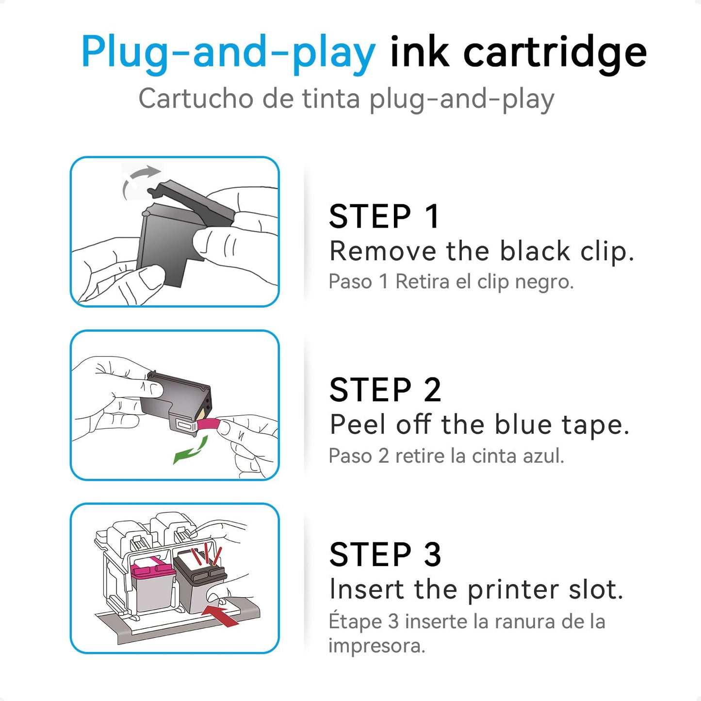 63XL Ink Cartridge Black/Colour Compatible for HP 63 Ink Cartridges Compatible for Envy 4520 4522 3634 OfficeJet 3830 4650 5252 5258 5260 DeskJet 3636 1111 3630 Printer