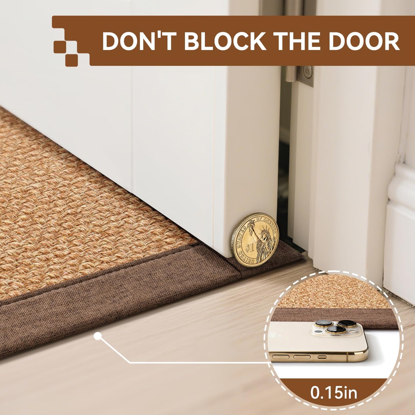 YDKGL Washable Hallway Runner Rug 2x5 Jute Like Kitchen Runner Mat Rugs Non Slip, Woven Soft Entryway Farmhouse Runner Boho Floor Carpet for Indoor Laundry Hall Backdoor Bedroom Living Room, Brown