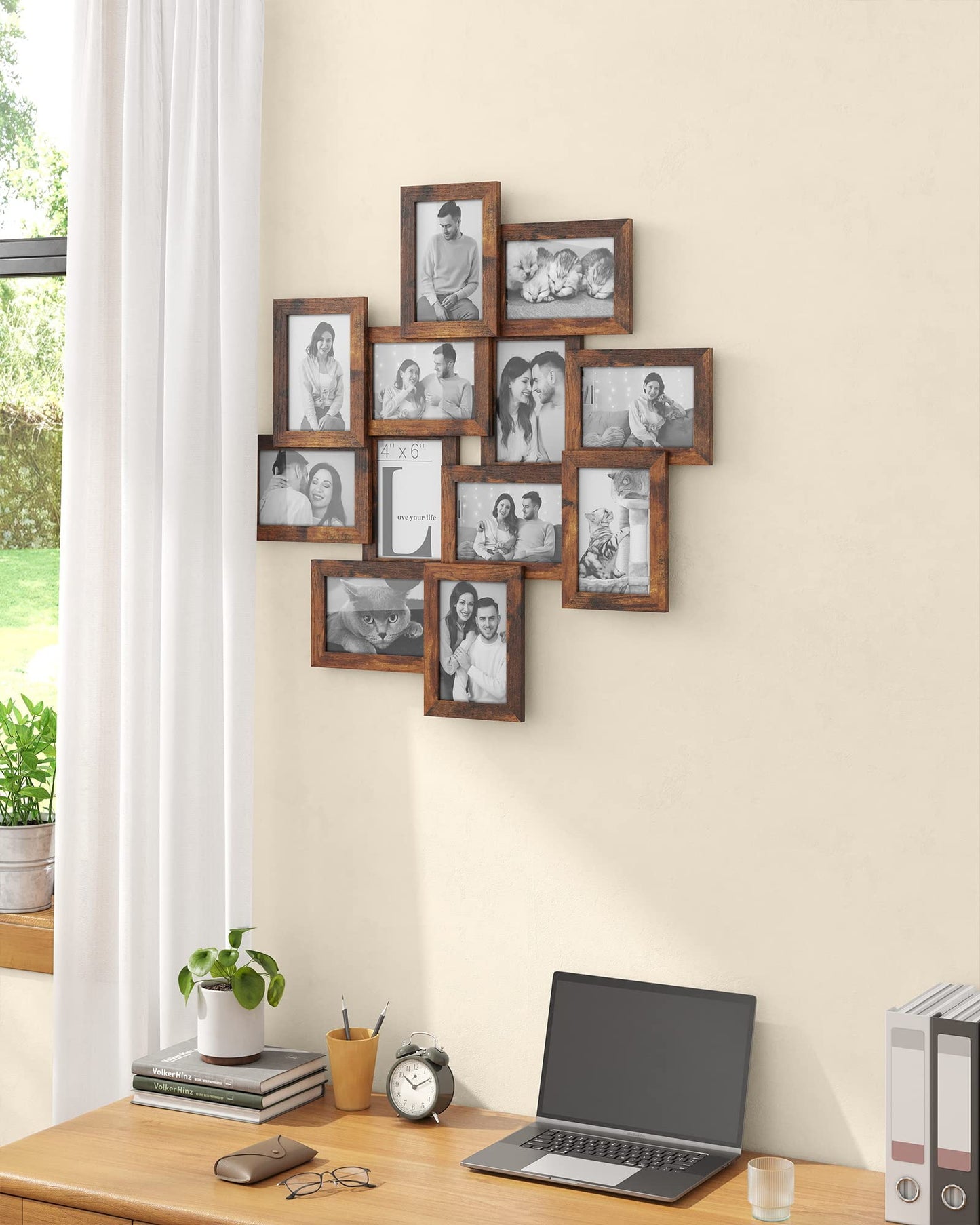 SONGMICS 4x6 Collage Picture Frames, 12-Pack Picture Frames Collage for Wall Decor, Photo Collage Frame, Rustic Brown