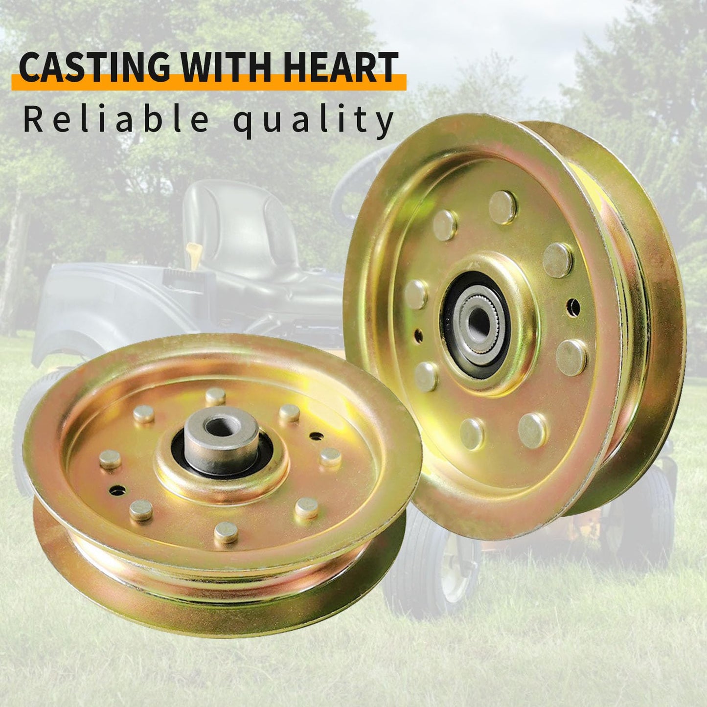 Vkinman 2 Pack 756-04129 Flat Idler Pulley for MTD Cub Cadet RZT 50 L54 42 S50 Troy-Bilt GT54 TB2450 753-08171 756-04129B 756-04129C