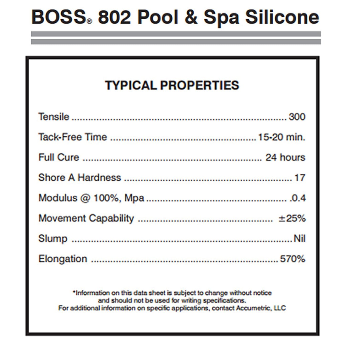 2-Pack Boss 802 Clear Pro Grade Silicone Sealant for Pool, spa, Household - 2 x 280ML. Tubes