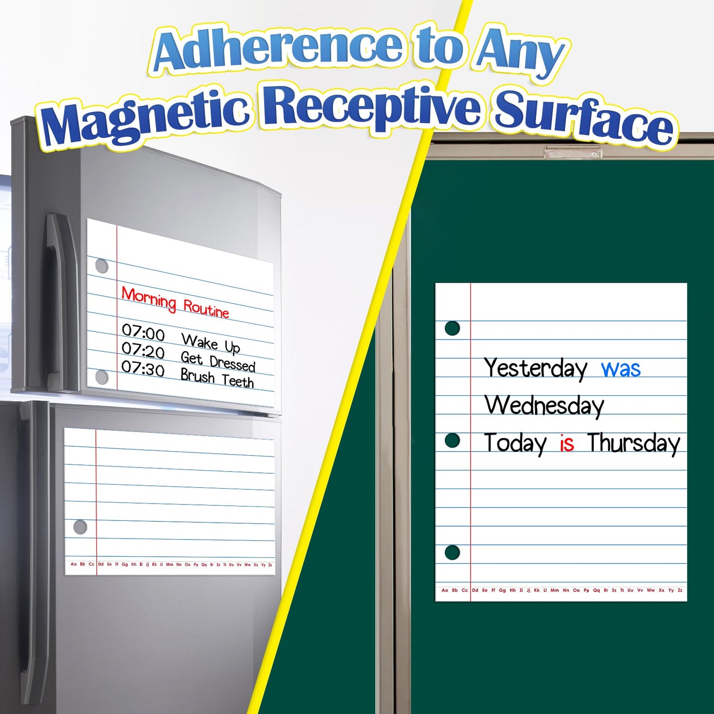 Aizweb Giant Magnetic Notebook Paper,Dry Erase Handwriting Lined for Classroom Whiteboard Accessories, Chart Paper Teacher Must Have Homeschool Teaching Supplies,Teacher Essential,17" x 21.5"