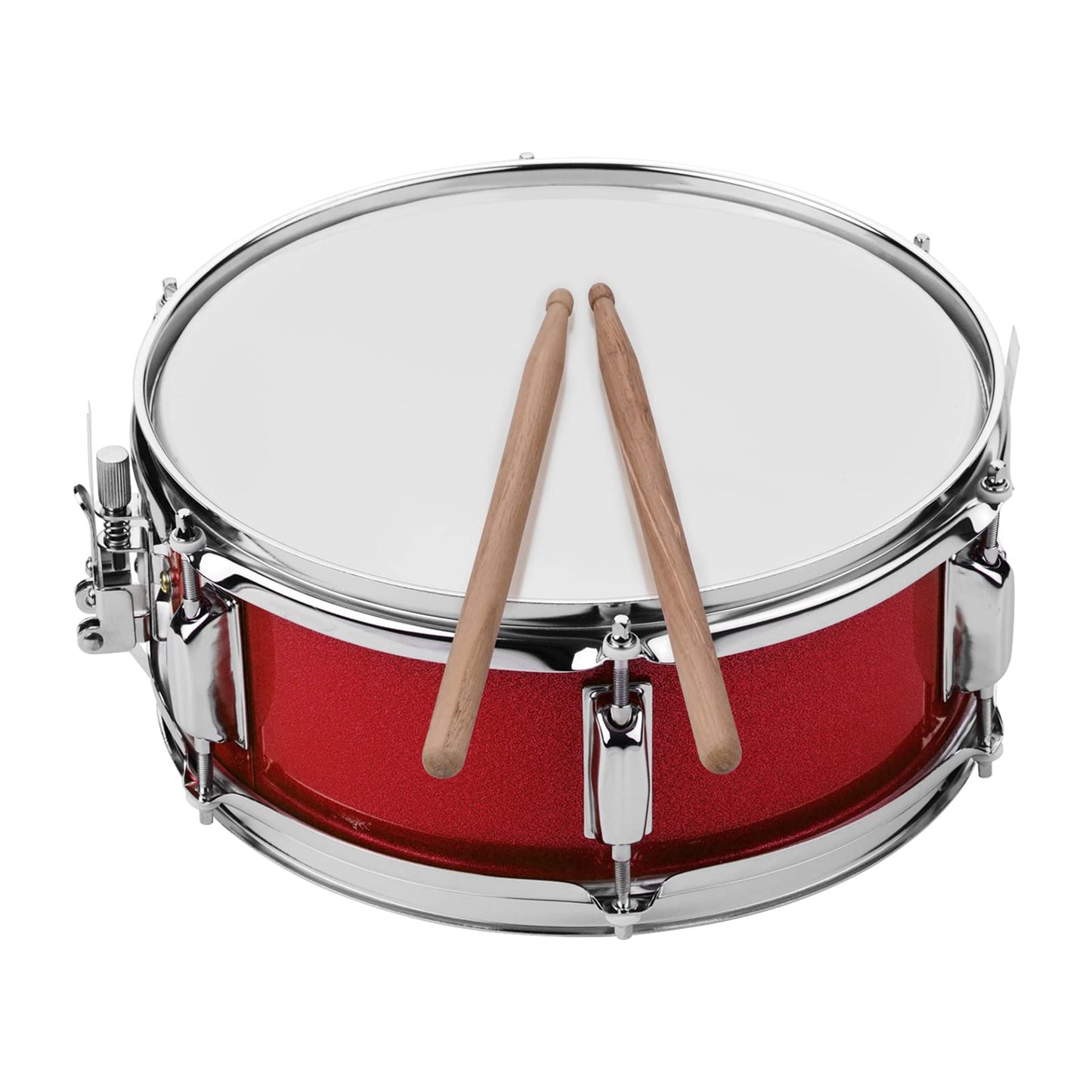 SHUAIGUO 12inch Snare Drum with Drumsticks Shoulder Strap Drum Key Percussion Instrument for Students Beginners Marching Snare Drum Portable Snare Drum Set(Red)