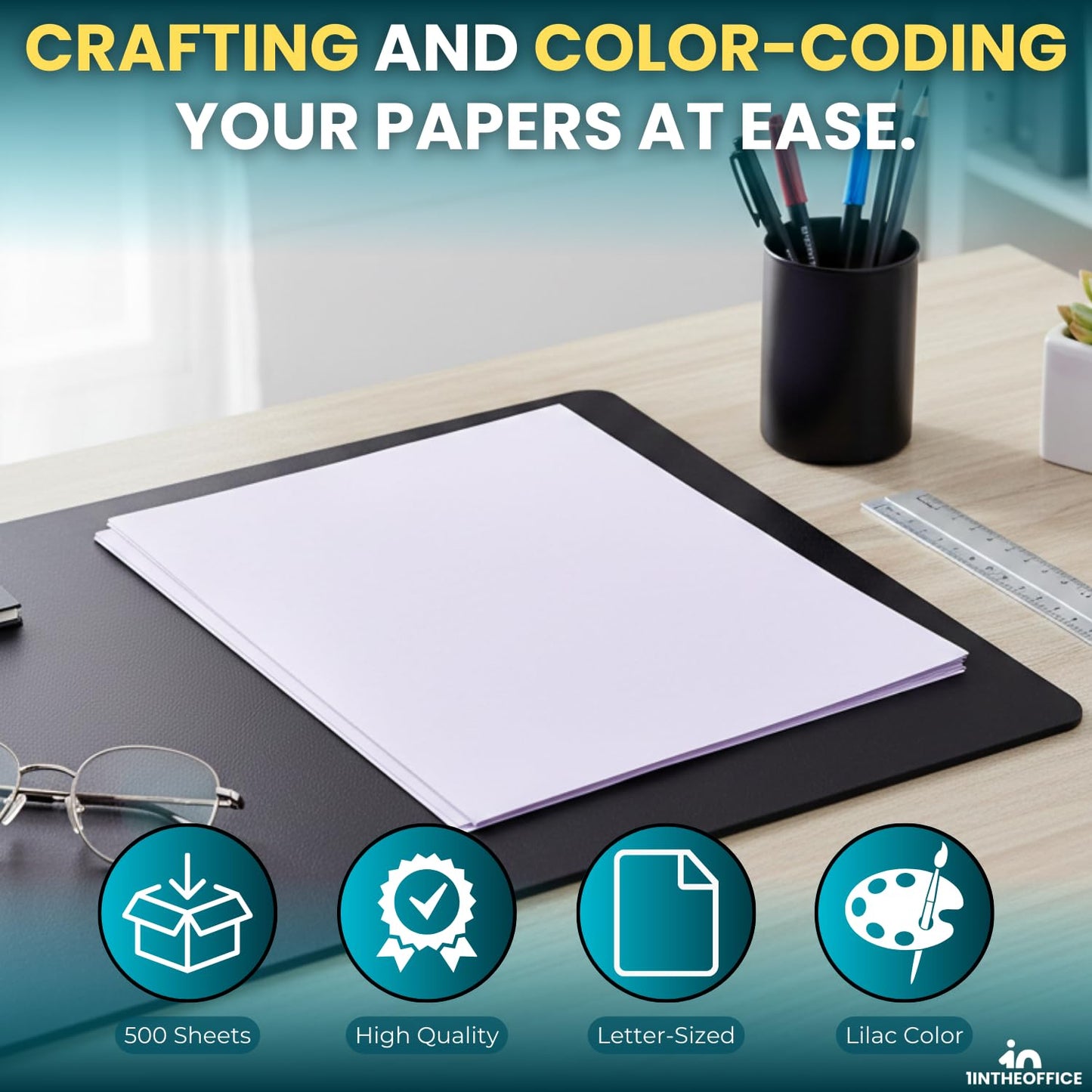 1InTheOffice Lilac Colored Copy Paper, Crafting & Office, 8.5 x 11", 20 lb, 500 Sheets