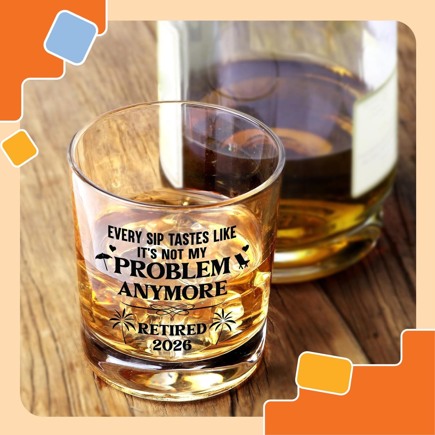 NewEleven Retirement Gifts for Men 2026 - Coworker Leaving, Goodbye Gift, Farewell Gifts for Coworkers, Friends, Dad, Grandpa - Retirement Gift for Men from Friend, Family, Colleague - Whiskey Glass