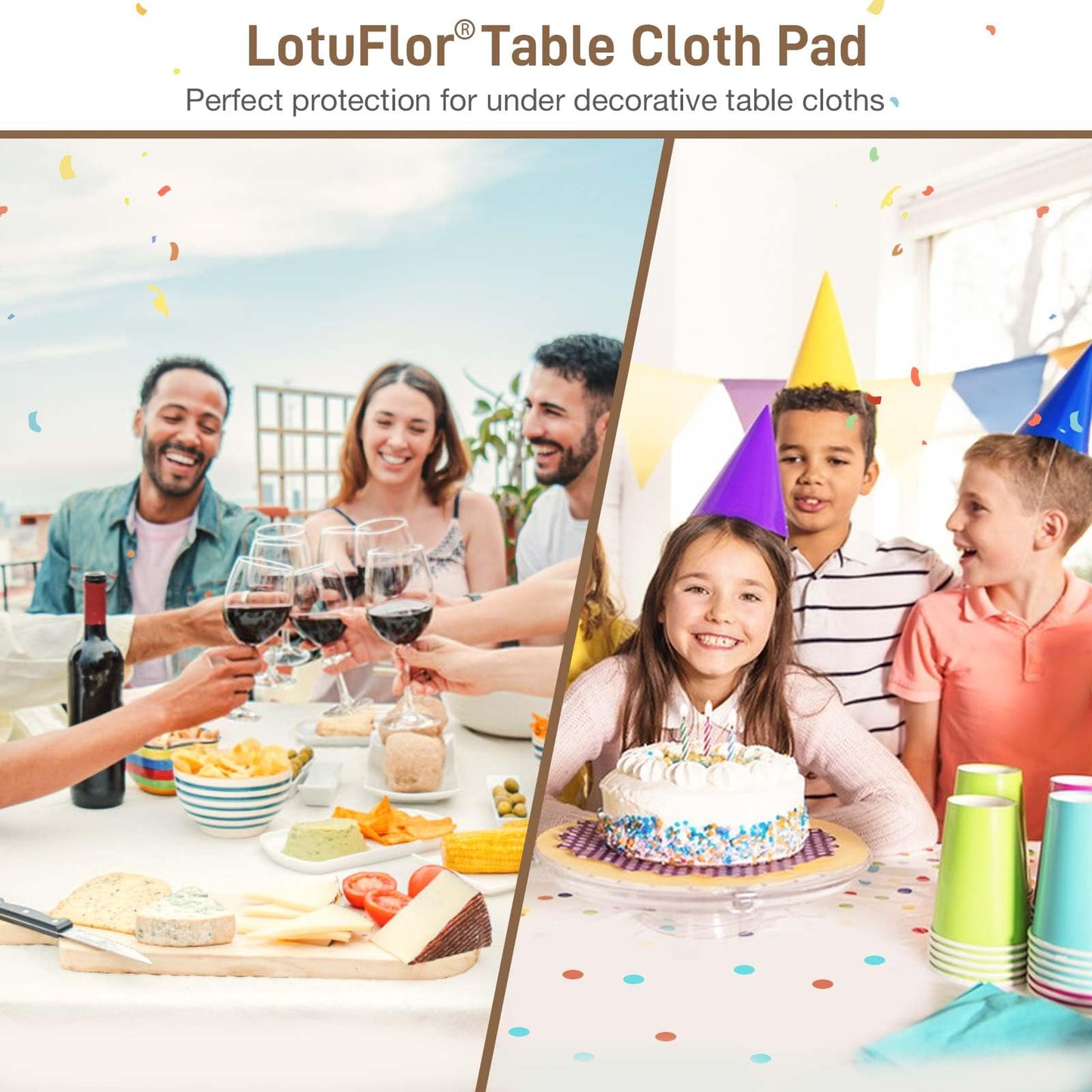 Table Protector Pad with Flannel Backing, Heavy-Duty Vinyl Table Padding Under Tablecloth, Waterproof, Heat Resistant, 90 x 54 inches, Rectangular