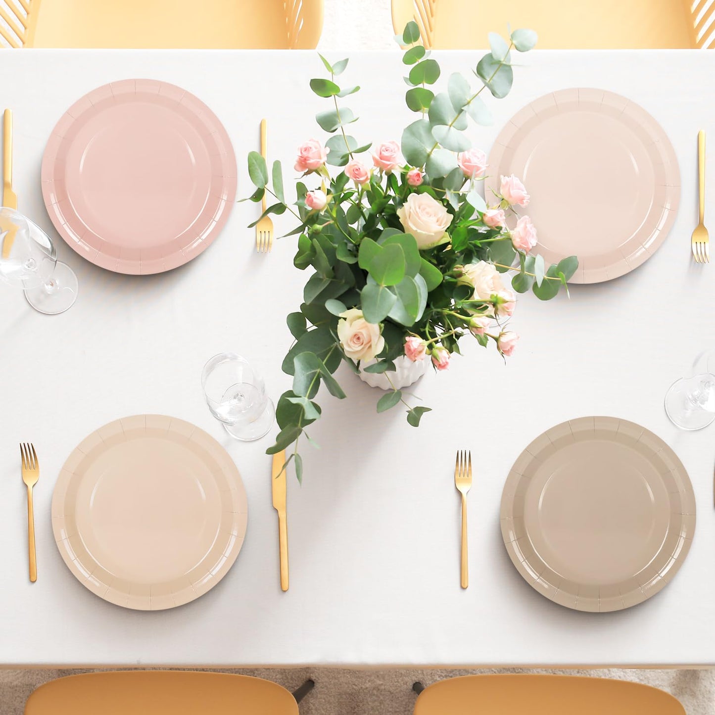 Whaline 60Pcs Fall Brown Paper Plates 9 Inch Autumn Gradient Brown Color Round Plates Neutral Boho Disposable Plates for Fall Harvest Thanksgiving Party Wedding Baby Shower Tableware Supplies