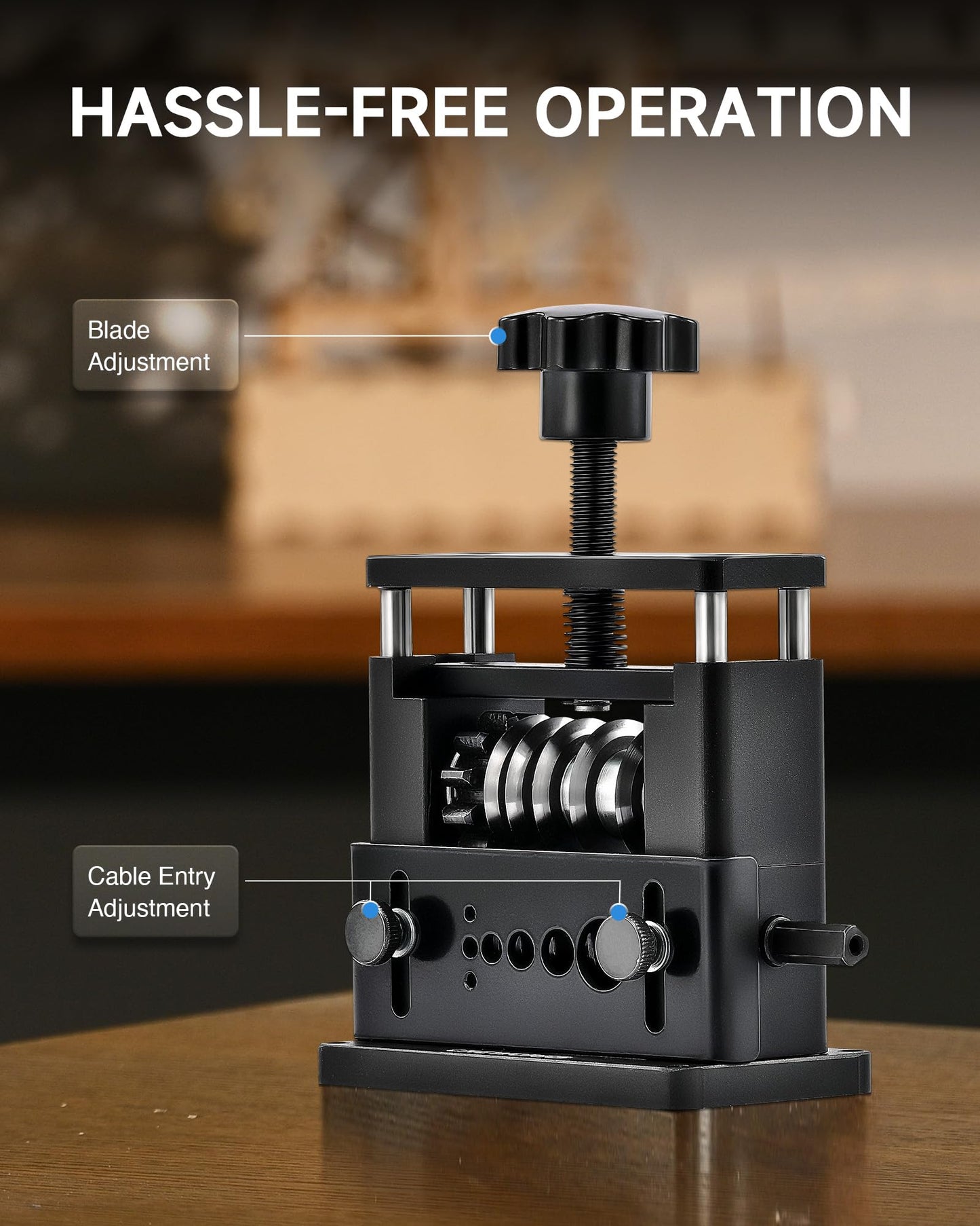 CREWORKS Manual Wire Stripping Machine, Drill Powered Wire Stripper Machine with 6 Channels 5 Blades, Portable Cable Stripper Tool with Hand Crank for 3.4 5 7 10 12 17 mm Scrap Copper Cables Recycling