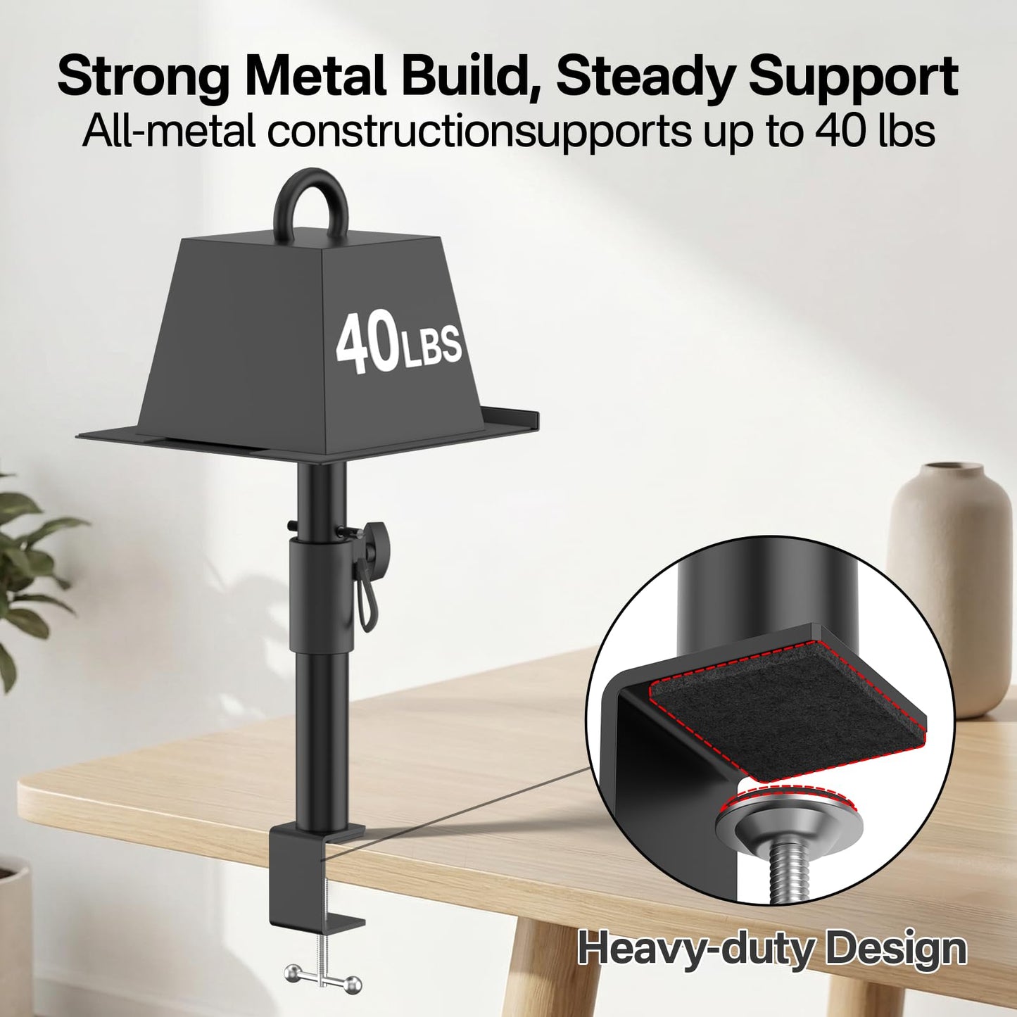 Clamp-on Desk Speaker Stand Pair, Height&Angle Adjustable Desktop Bookshelf Speaker Stands for Samsung Q990D/Q990F, Fit Edifier/KRK/Klipsch/Yamaha Built-in Cable Management WR Headset Hook& Cable Ties
