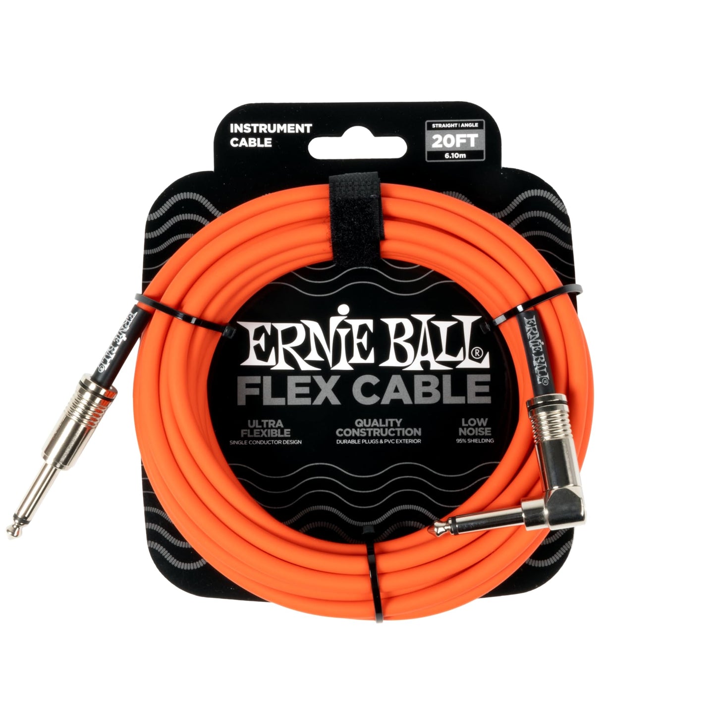 Ernie Ball Flex Instrument Cable Straight/Angle 20ft - Orange (P06467)